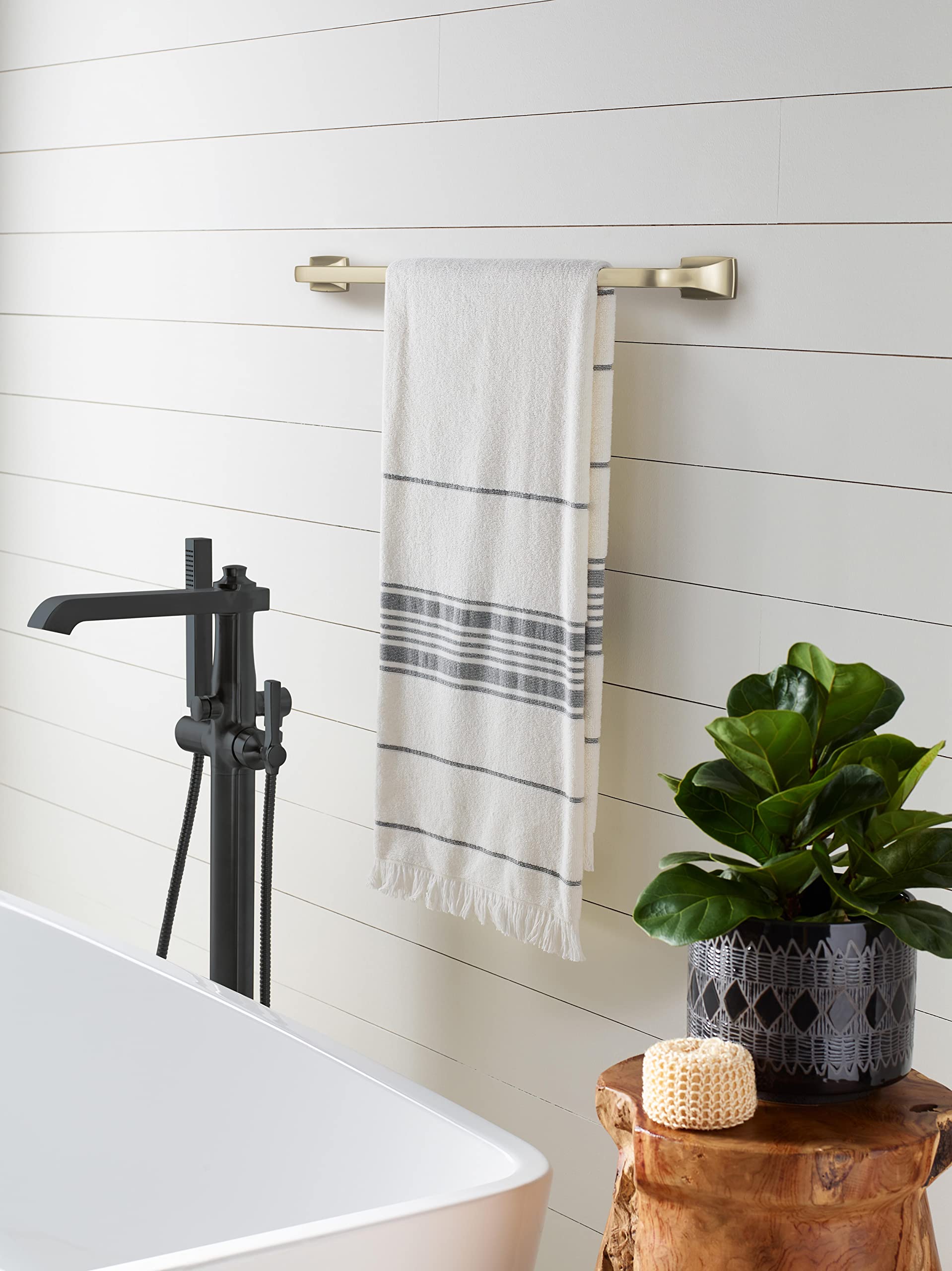 Amerock BH36014BBZ 24-Inch Golden Champagne Towel Bar - Bathroom Towel Rack & Holder for Bath Accessories | Highland Ridge Collection | Perfect for Bathrooms, Spas & Guest Rooms