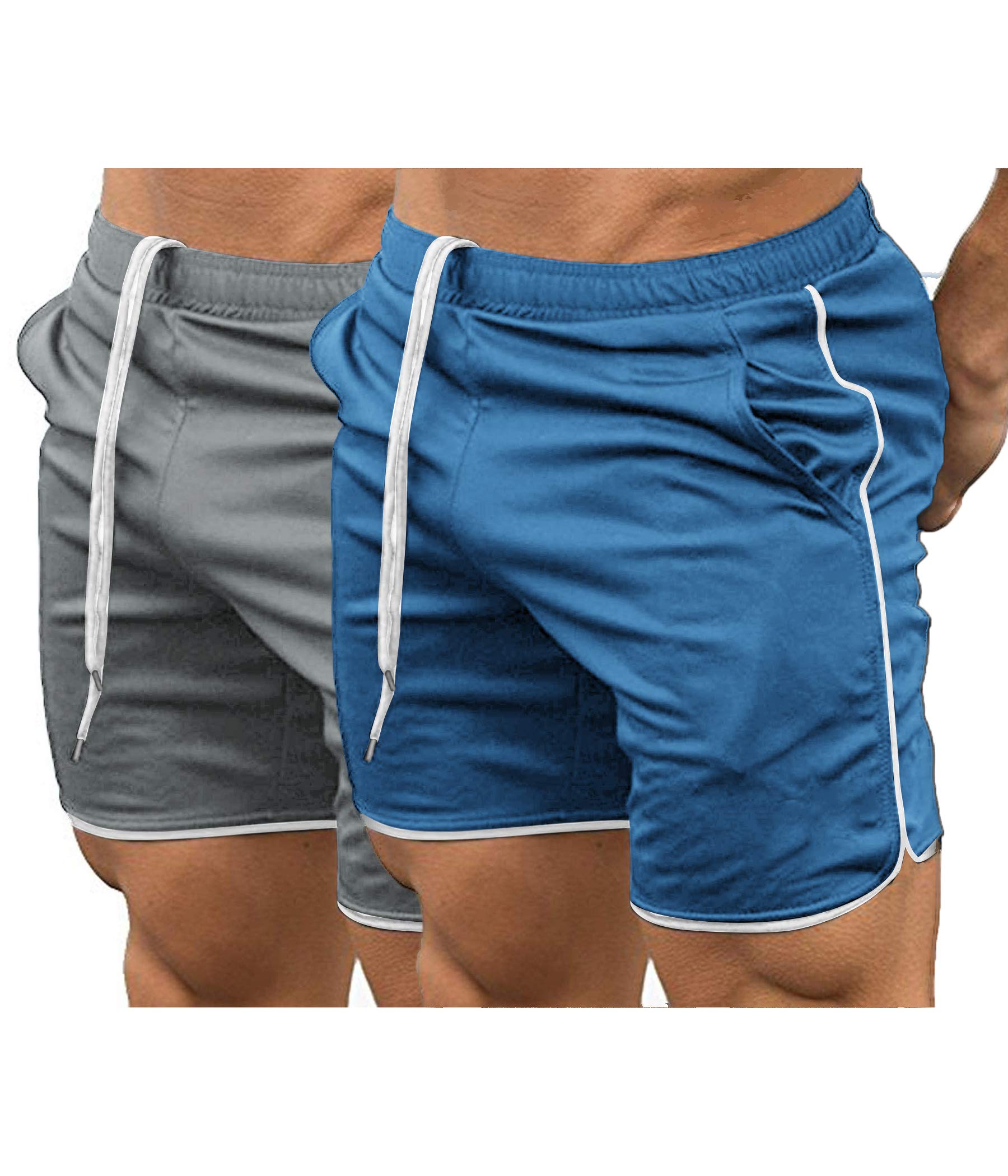 COOFANDY Men's 2 Pack Fitted Workout Shorts - Bodybuilding, Running, Training & Gym Short Pants with Pockets - Perfect for Sports, Jogging and Fitness Activities