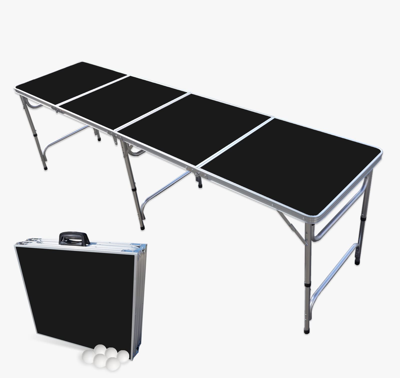 8-Foot Folding Beer Pong Table with LED Lights & Cup Holders - Portable Party Game Table for Outdoor, Backyard, College Dorm & Tailgating Events