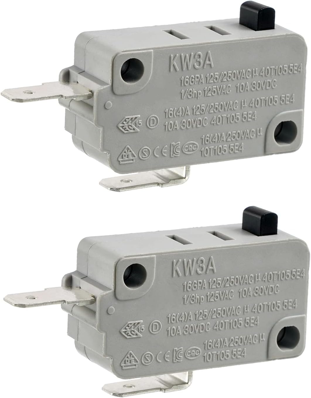 BOJACK Microwave Oven Door Switch KW3A 16A 125/250V - 2 Pack Normally Closed Replacement Switches for Microwave Repair - Perfect for LG, Samsung, Whirlpool & More - Easy DIY Installation for Home Appliances