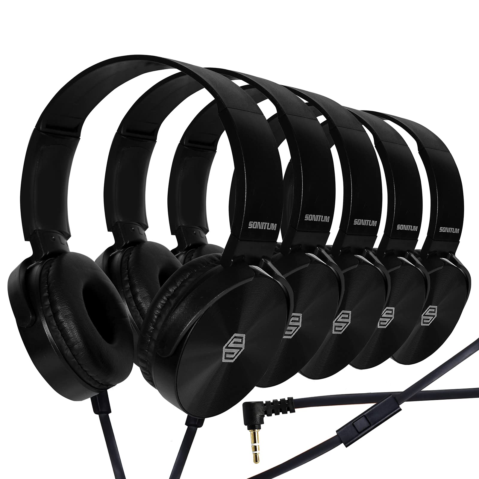 10-Pack Bulk Classroom Headphones with Microphone - Comfortable On-Ear Swivel Design for Students, Kids - Perfect for Online Learning, School, Library, Airplane Travel - High Quality Stereo Sound with 3.5mm Jack (Black) - Ideal for Distance Education, Homeschooling & Quiet Study Sessions
