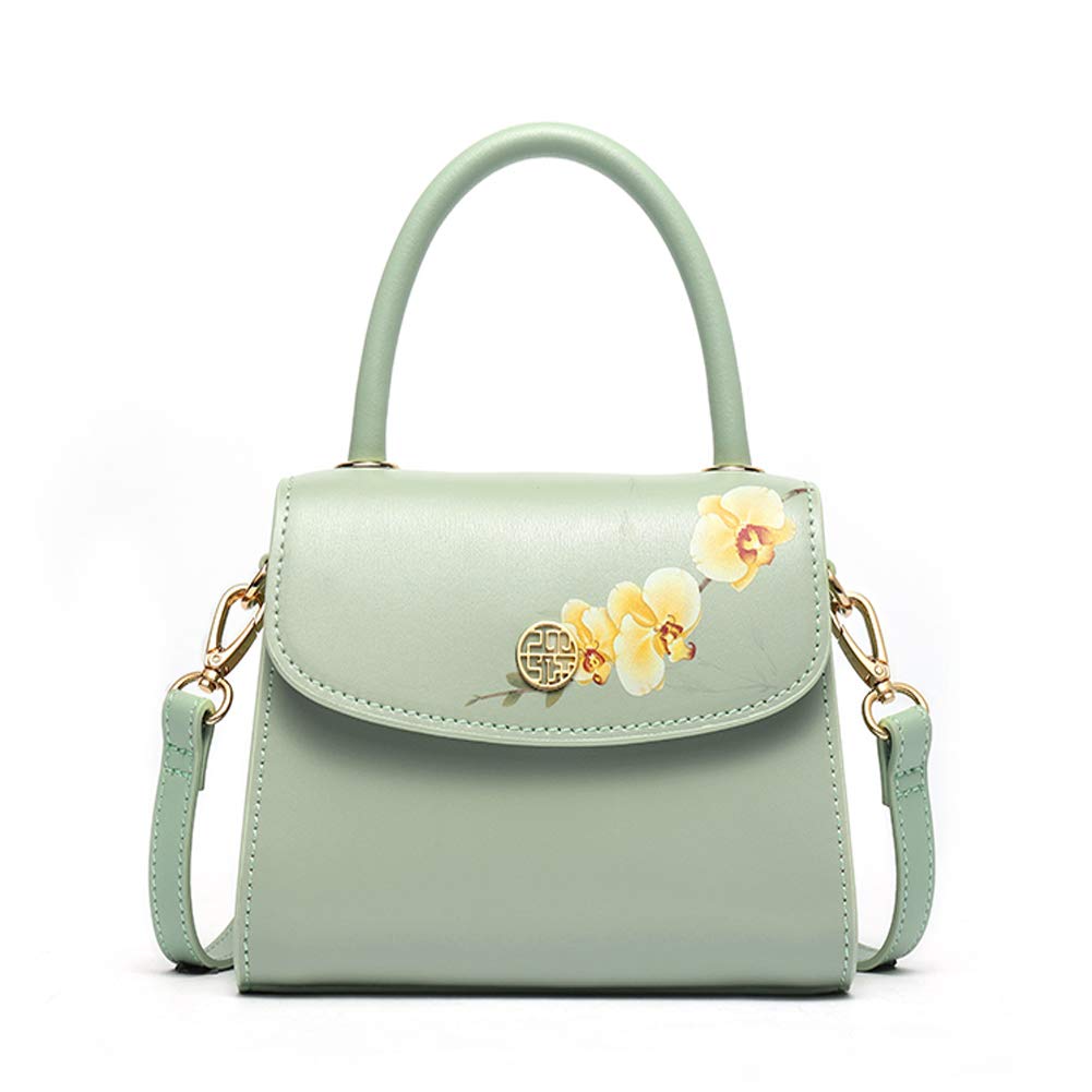 FFYUYI Chinese Classic Style Handbag - Elegant Hand-Painted Orchid Pattern Anti-Theft Shoulder Bag for Women | Lightweight Leather Crossbody Purse | Perfect for Work, Travel & Special Occasions