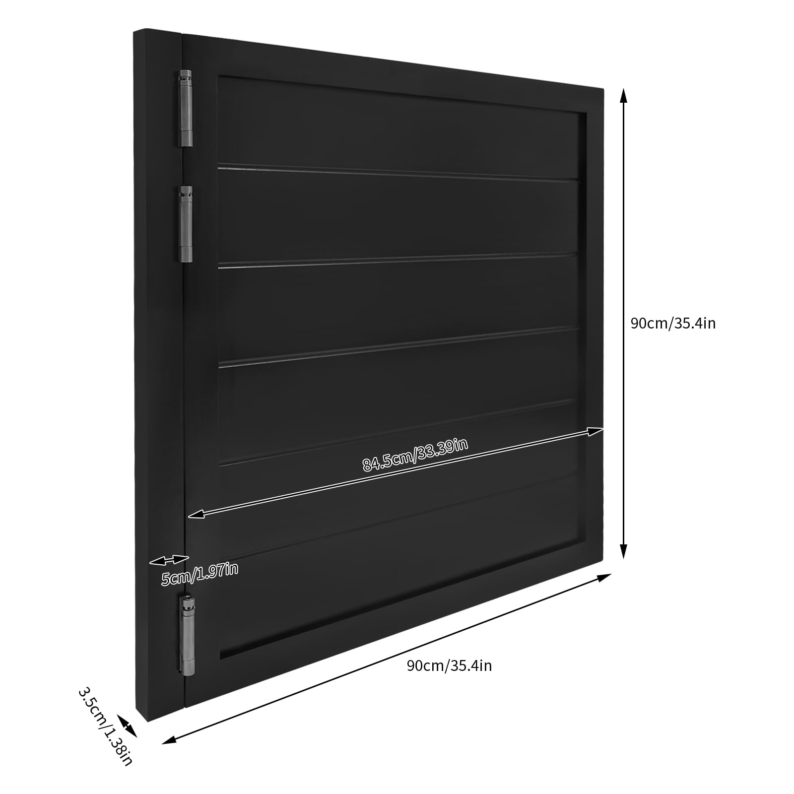 Solid Wood Swinging Cafe Doors - 35.4x35.4 Inch Black Saloon Style Doors with 3 Spring Hinges for Restaurants, Bars, Kitchens & Western Decor
