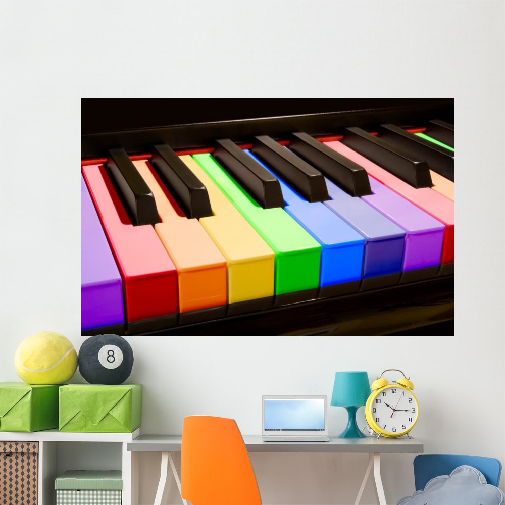 Wallmonkeys WM123800 The Rainbow Piano Peel and Stick Wall Decals - 72