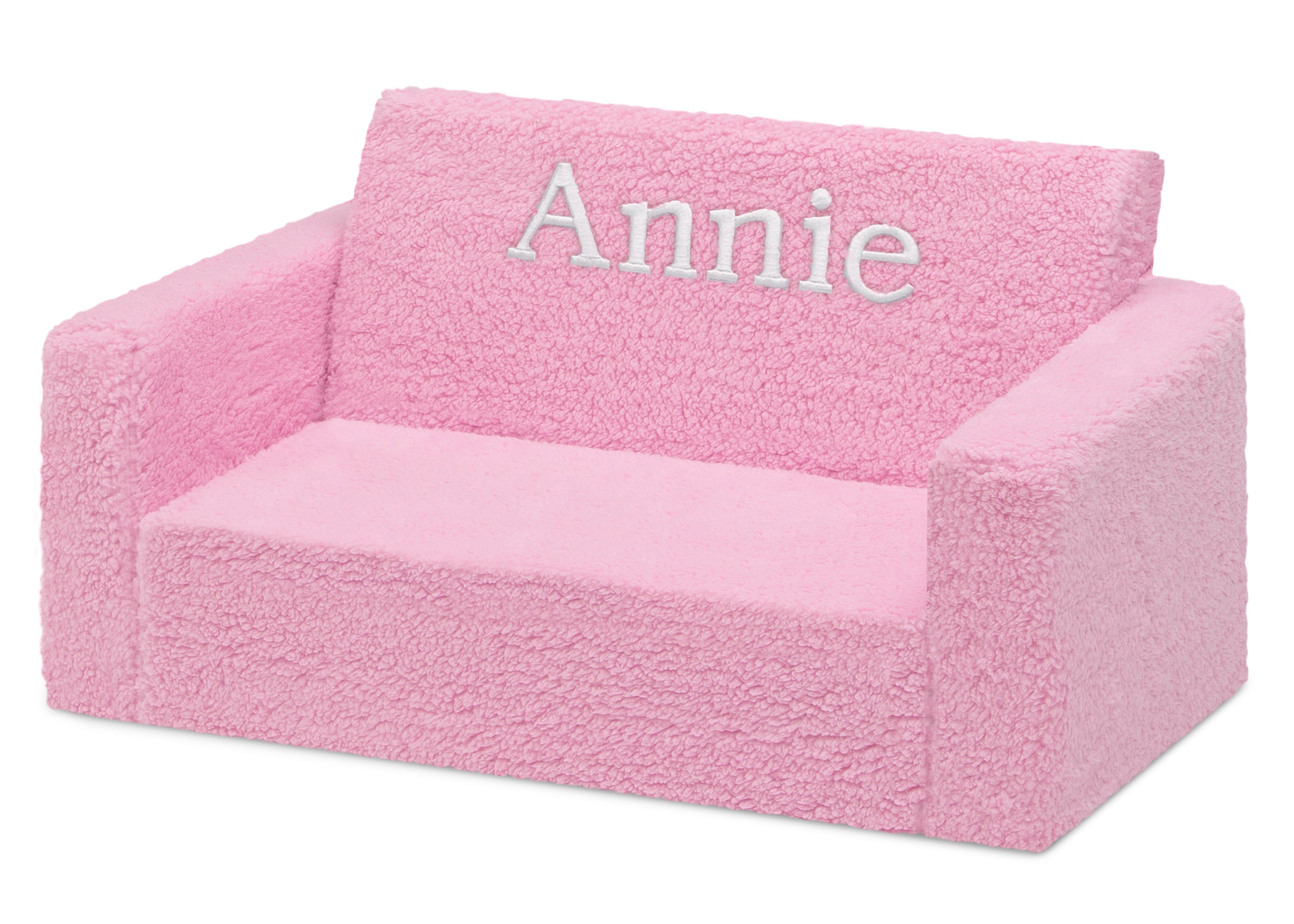 Personalized Cozee Flip Out Sherpa 2-in-1 Convertible Sofa to Lounger for Kids - Soft & Comfy Children's Furniture for Playroom, Bedroom or Nursery