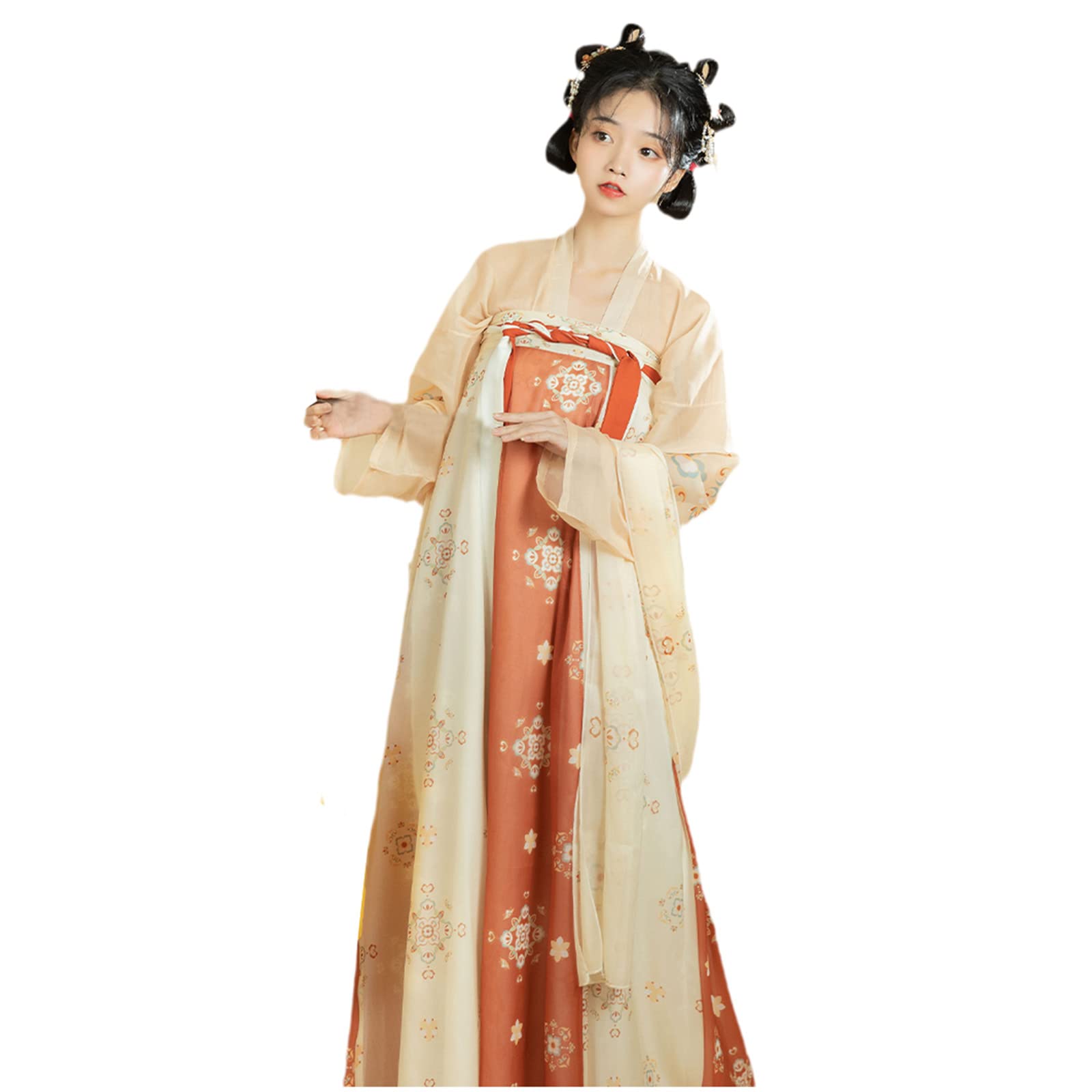 Elegant Women's Hanfu Dress Set - Traditional Chinese Long Skirt & Cardigan Top | Vintage Asian Costume for Cosplay, Tea Ceremony & Cultural Events