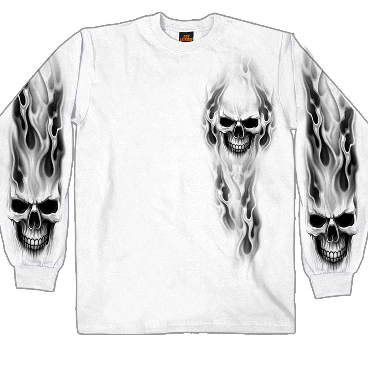 Men's Ghost Skull Long Sleeve Leather Shirt - Gothic Biker Style for Motorcycle Riding & Halloween Costumes