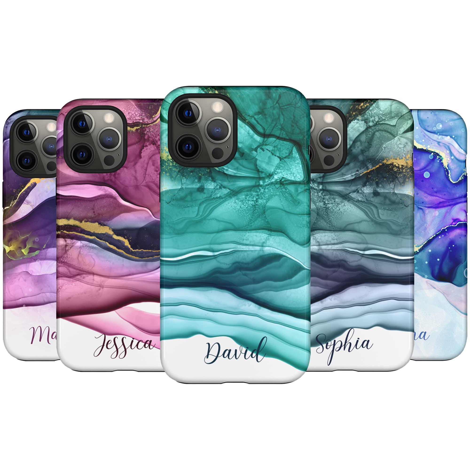 Custom Engraved Marble Phone Case - Personalized Name Abstract Design for iPhone 16 Plus/15 Pro Max/14/13 Mini/12/11/X/XS Max/XR/7/8 - Durable Protective Cover - Perfect Gift for Birthday, Anniversary & Daily Use