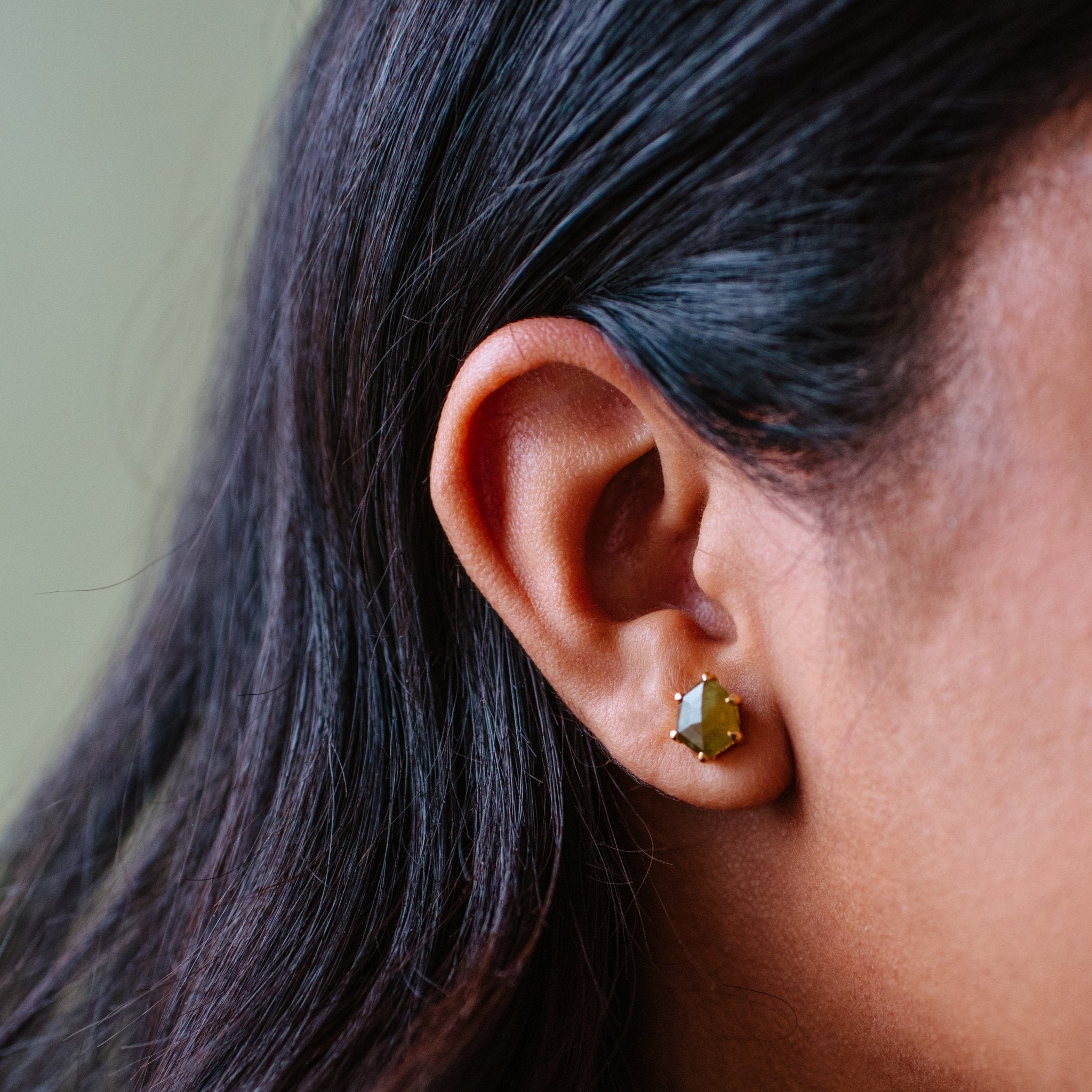 Mini Honour Stud Earrings - Juniper Vasonite & Gold Plated for Women, Elegant Gift for Birthday, Anniversary & Everyday Wear