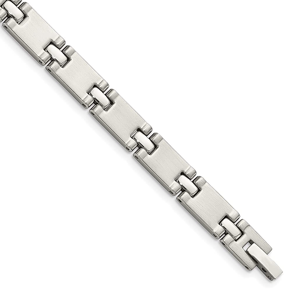 ICE CARATS 8.5 Inch Stainless Steel Brushed Link Bracelet for Men - Durable Fashion Jewelry Gift for Dad, Husband, Boyfriend - Perfect for Weddings, Anniversaries & Formal Occasions