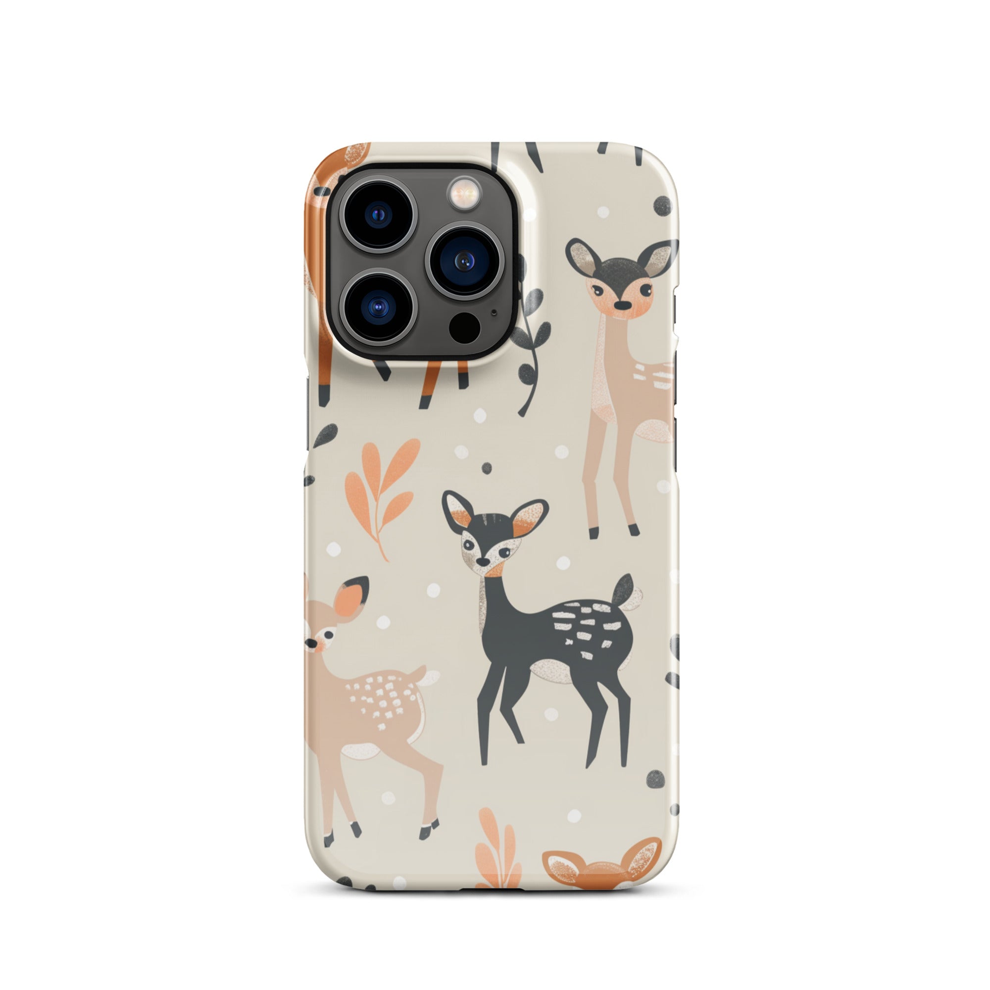 Cute Baby Deer Design Protective Snap Case for iPhone 12/13/14/15 Pro Max - Durable Shockproof Phone Cover for Kids & Adults - Perfect for School, Work & Outdoor Activities