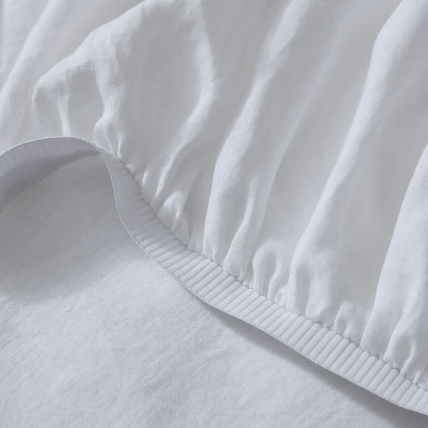Premium Ravello White Linen Fitted Sheet - Double Size Bed Sheet Set - Soft & Breathable for Comfortable Sleep - Perfect for Guest Rooms, Vacation Homes & Luxury Bedding
