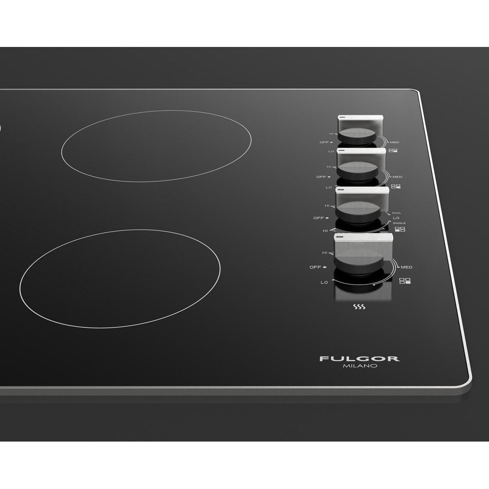 Fulgor Milano 24-inch 300 Series 4-Burner Electric Cooktop with Glass Ceramic Surface - Stainless Steel (F3RK24S2) | Perfect for Modern Kitchens & Professional Cooking