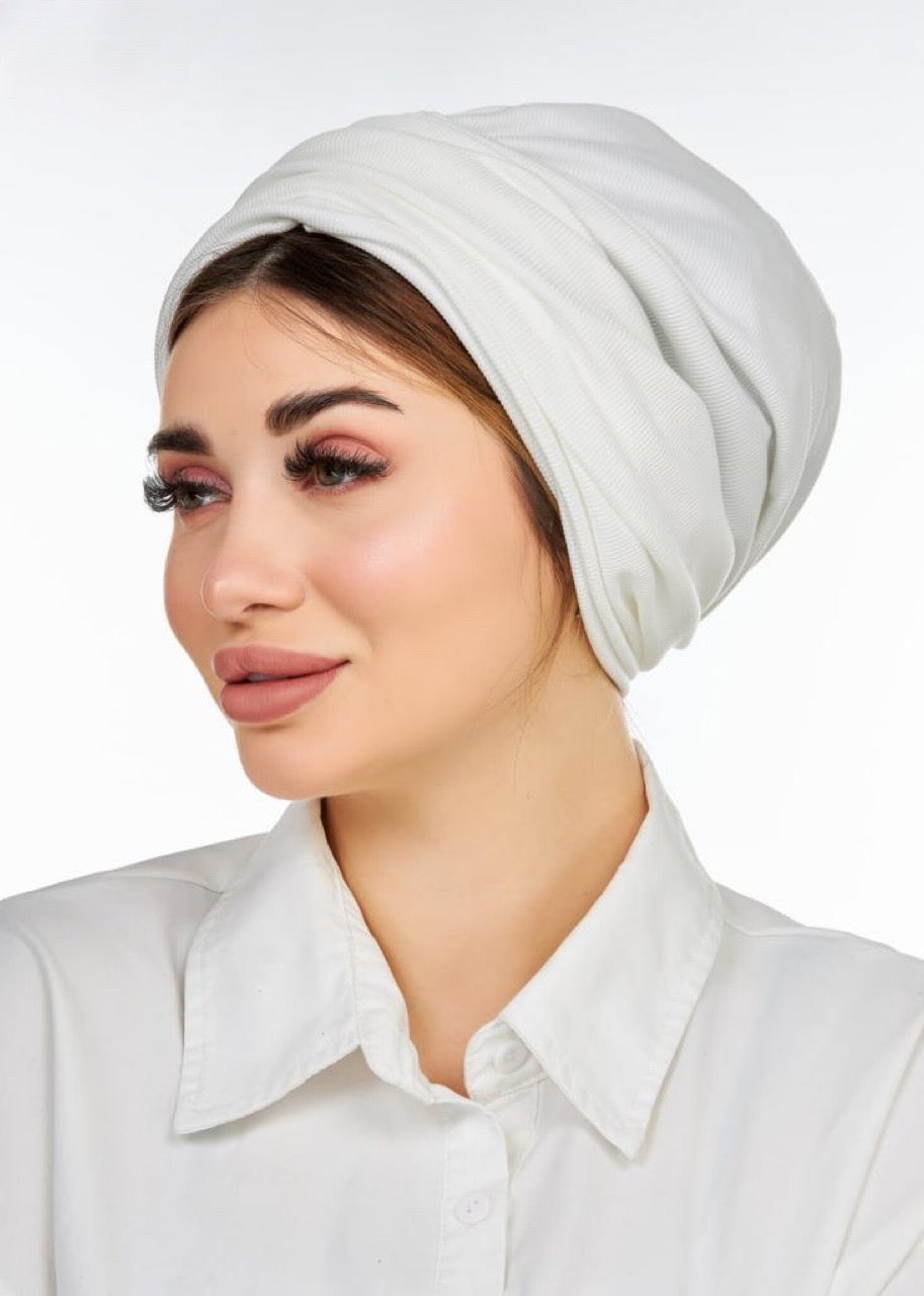 White Ribbed Turban Headband - Soft Stretchy Knit Hair Wrap for Women & Girls - Perfect for Yoga, Gym, Workout and Everyday Fashion Accessory