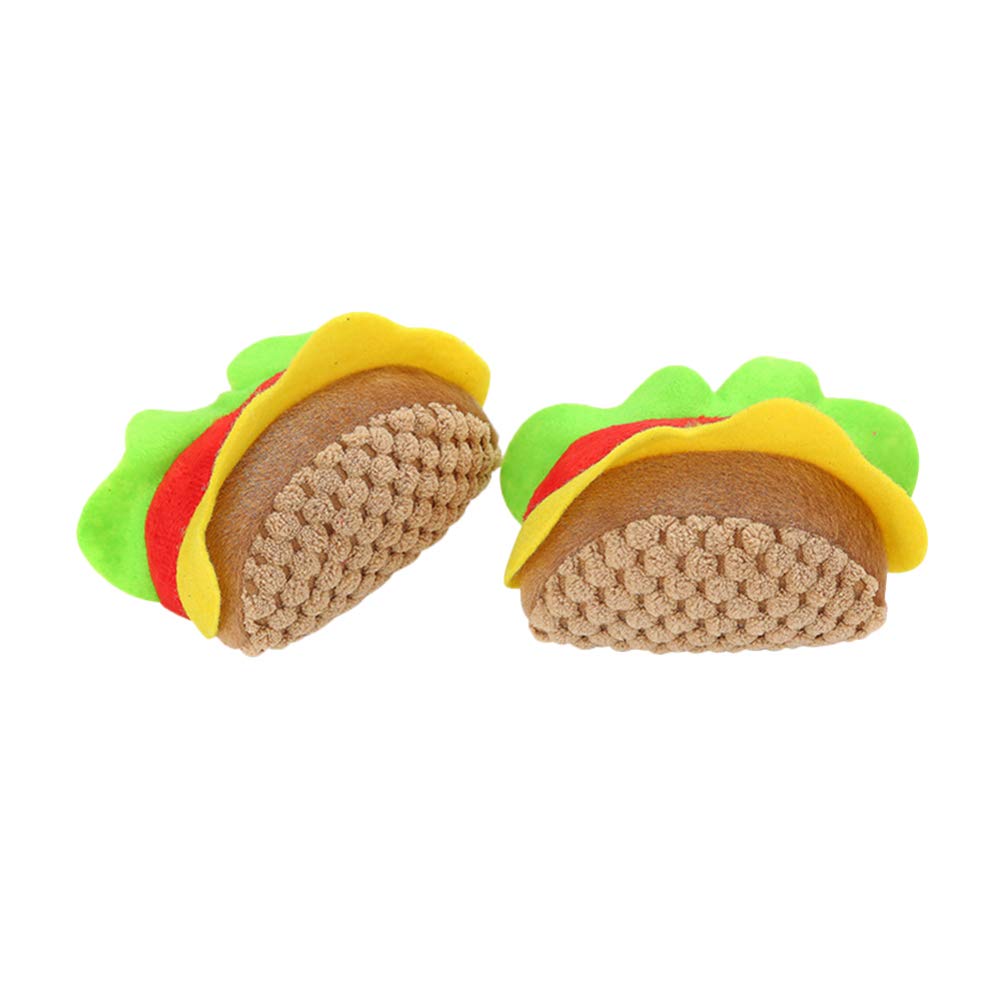Balacoo 2PCS Puppy Chew Toys - Plush Hamburger Dog & Cat Chewing Toys for Small Pets, Interactive Bite Toys for Teething, Training & Dental Health - Perfect for Playtime, Pet Training & Teeth Cleaning