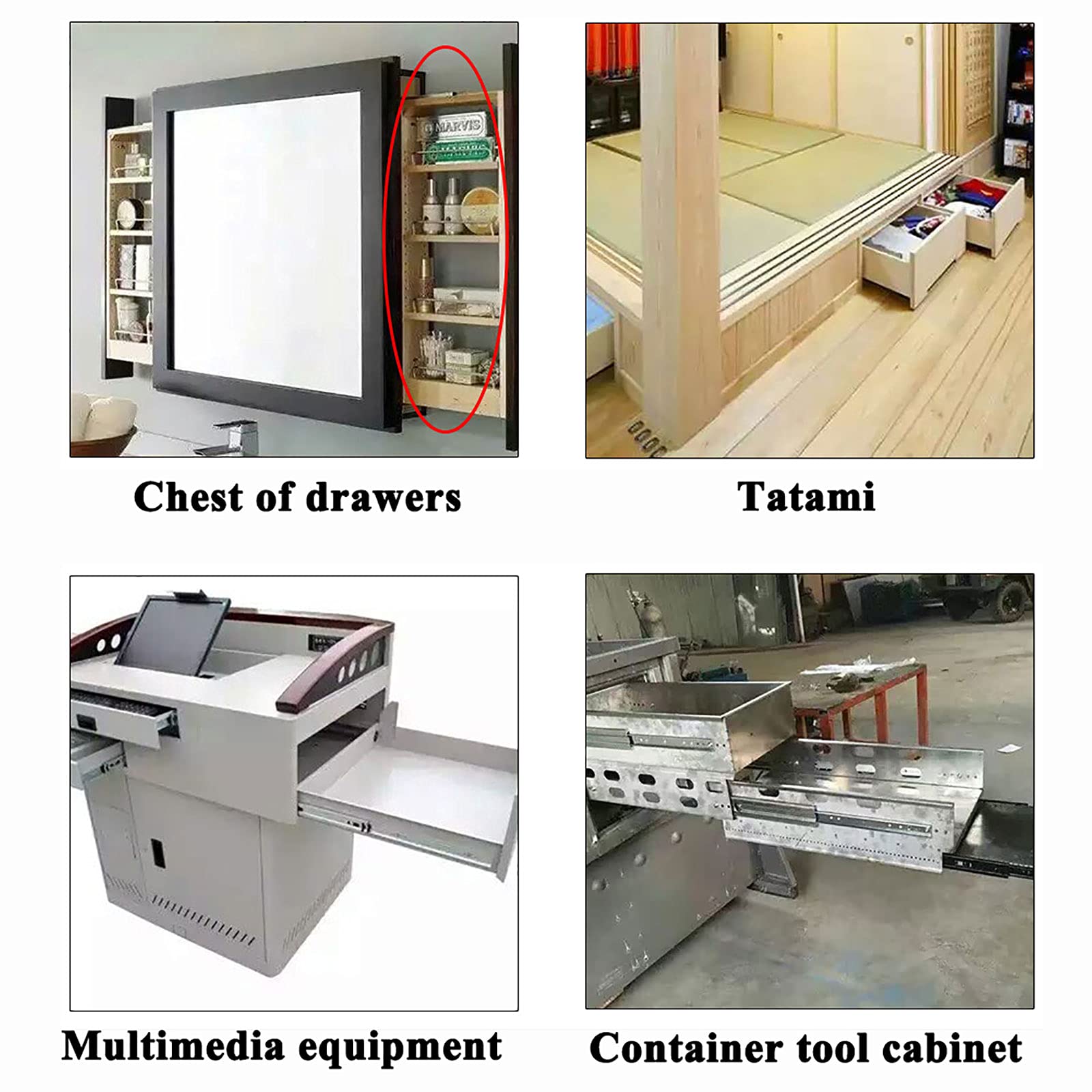 Heavy Duty Ball Bearing Drawer Slides - Full Extension Cabinet Rails with Lock-in/Out Function (120kg/256lb Load Capacity) | Side Mount for Kitchen Cabinets, Office Furniture & Storage Organization