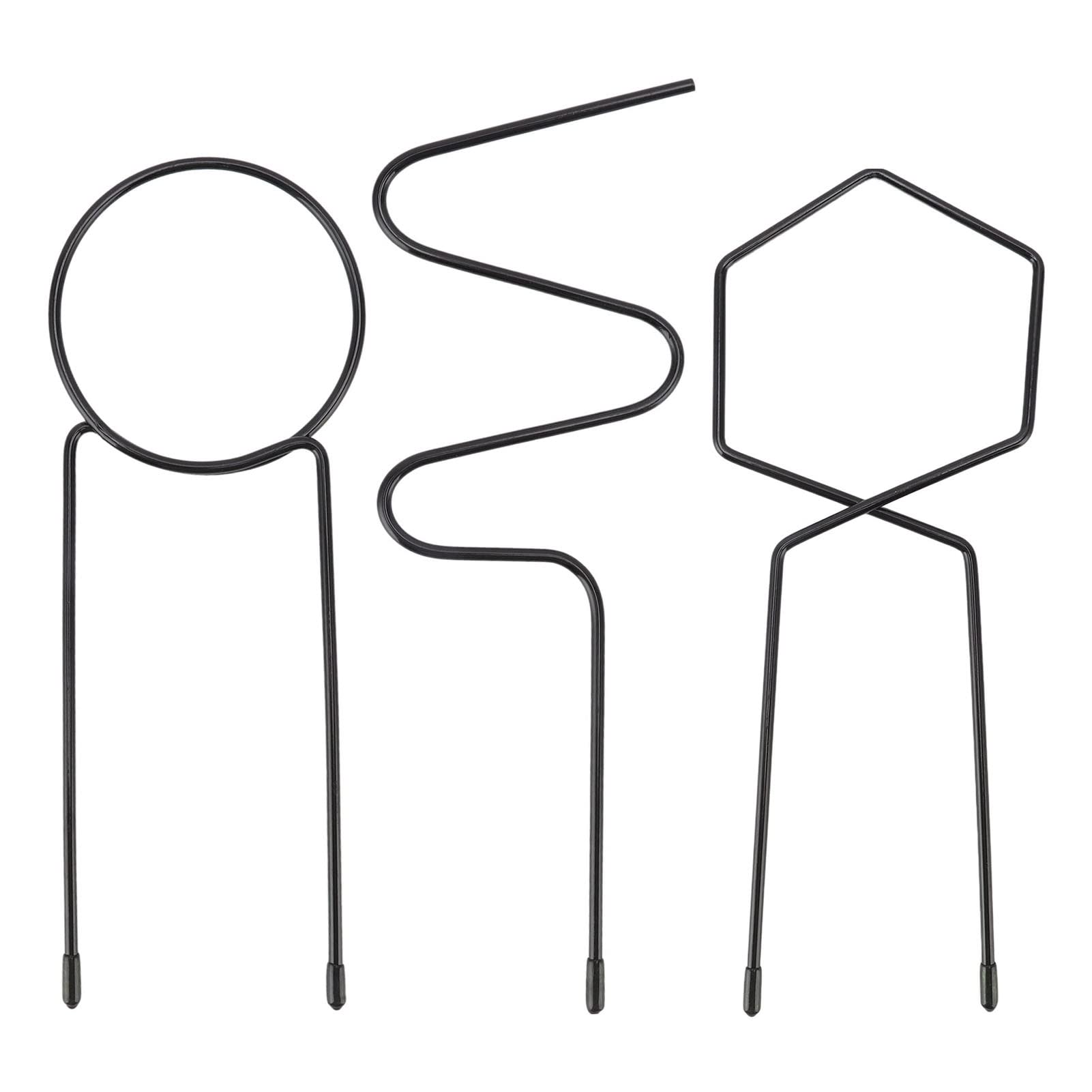 TOPINCN 3 Pack Plant Support Stakes - Heavy Duty Garden Trellis for Hanging Plants, Flower Pots, Tomato Vines & Climbing Stems - Black Plant Support Rings (Ideal for Indoor/Outdoor Gardens, Greenhouses & Vertical Planting)