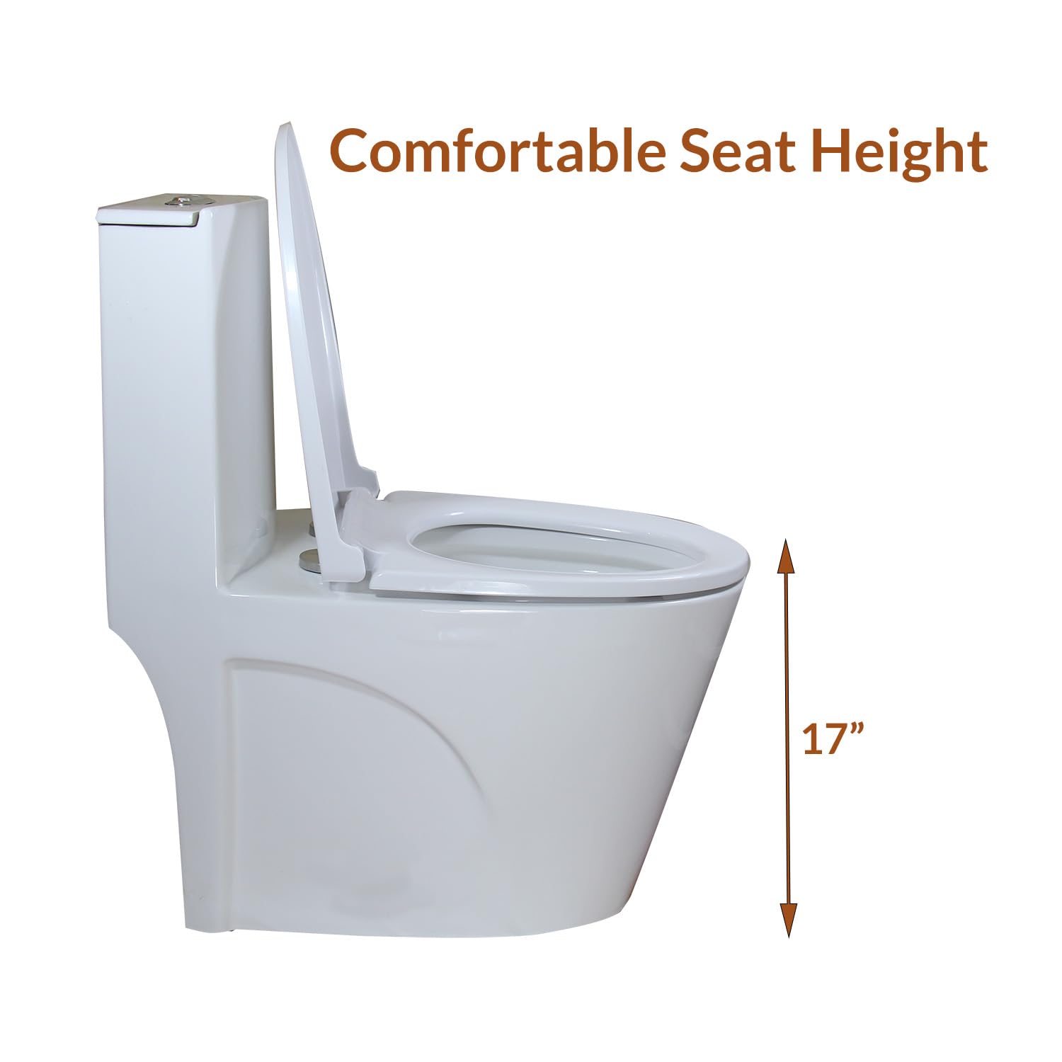 WinZo WZ5040P Elongated One-Piece Toilet - High-Efficiency Dual Flush 1.1/1.6 GPF, Soft-Close Seat, Wall Discharge Horizontal Outlet - Perfect for Small Bathrooms, Basements & Macerating Systems - White