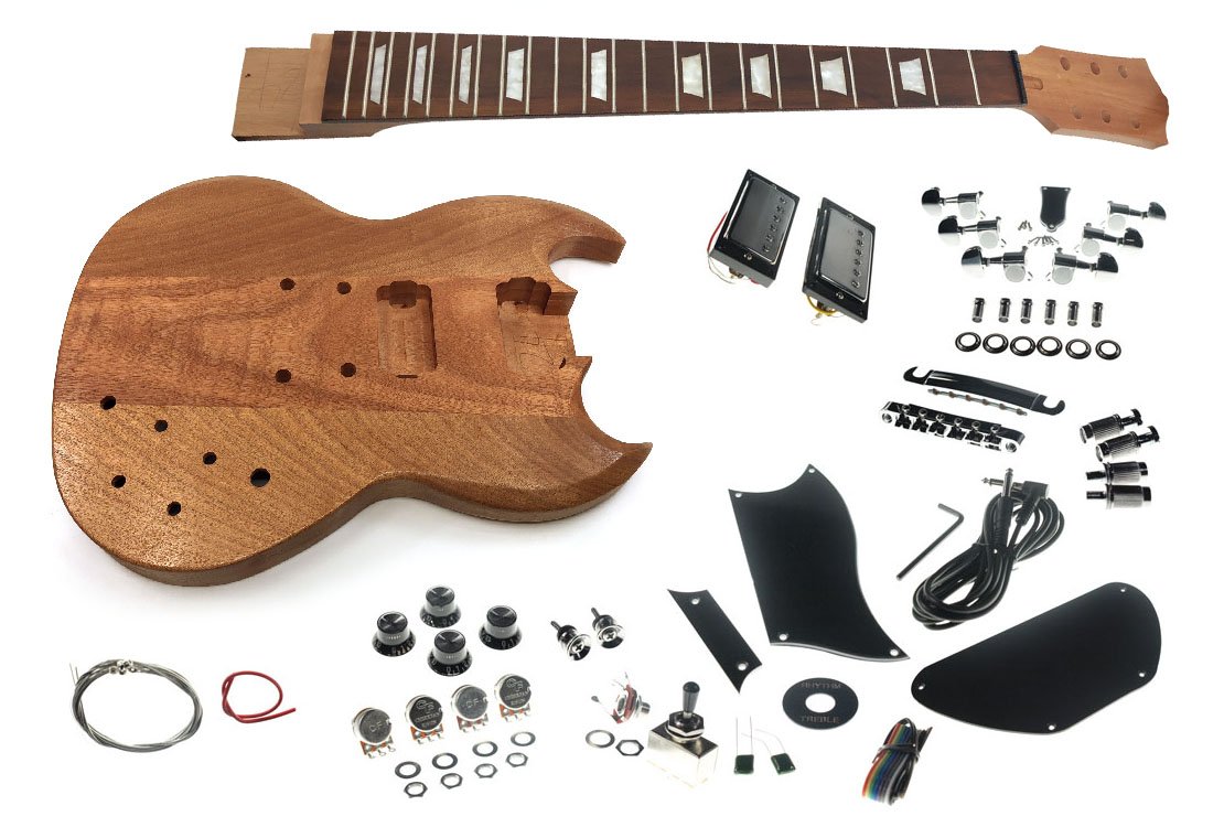 DIY Electric Guitar Kit - Solo SG Style with Mahogany Body & Set Neck (SGK-10) for Beginners & Guitar Enthusiasts | Perfect for Home Studio, Practice & Custom Builds