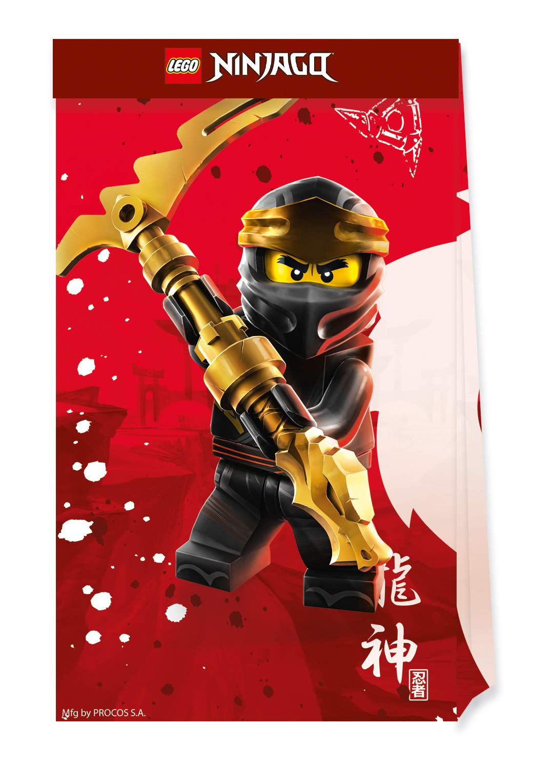 Compostable Lego Ninjago Party Favor Bags - 4 Pack Eco-Friendly Paper Gift Bags for Kids Birthday Parties & School Events
