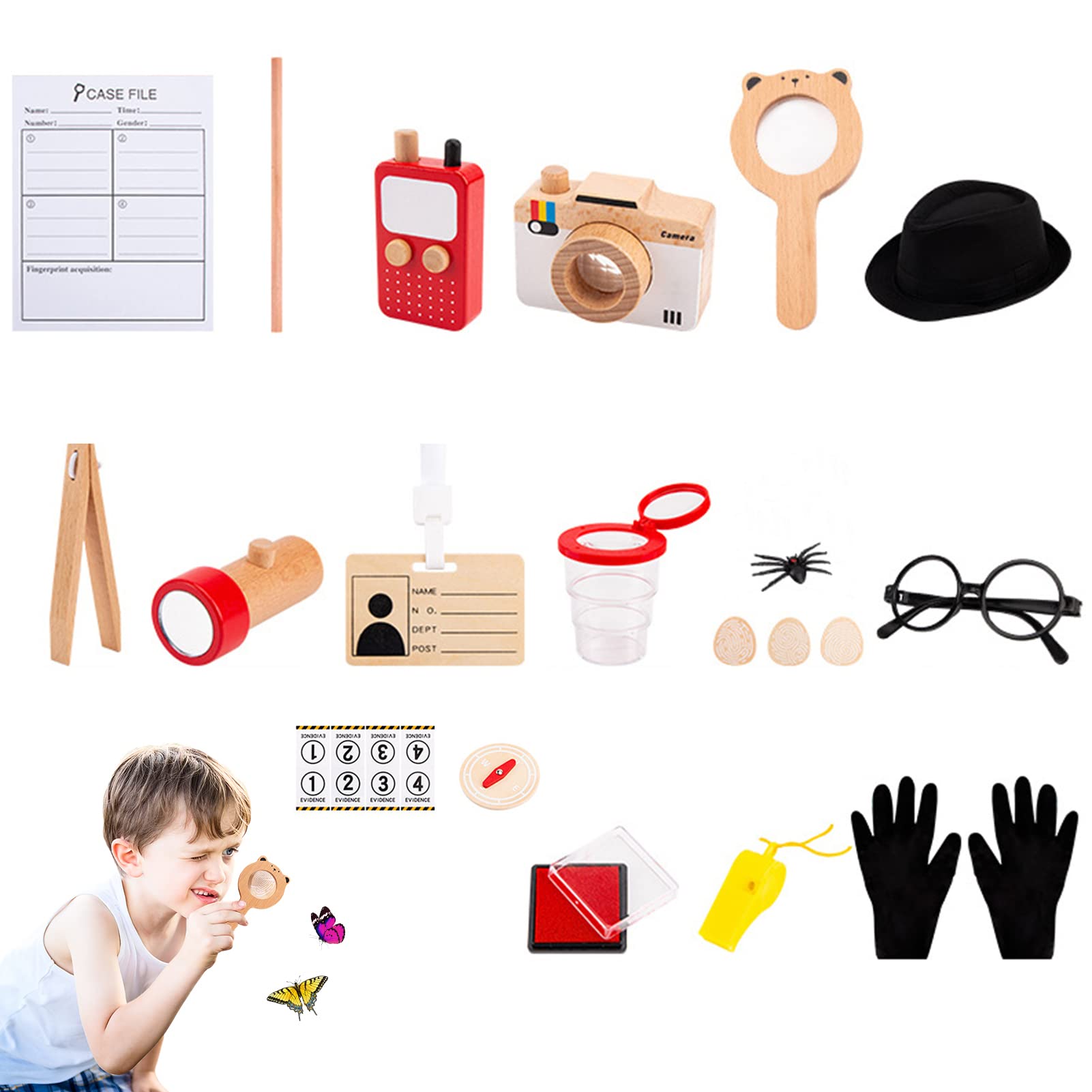 Detective Costume Set for Kids - Pretend Play Detective Toys with Magnifying Glass & Badge - Educational Logic & Observation Game for Preschoolers Ages 3+ - Perfect for Birthday Gifts & Role Playing Activities