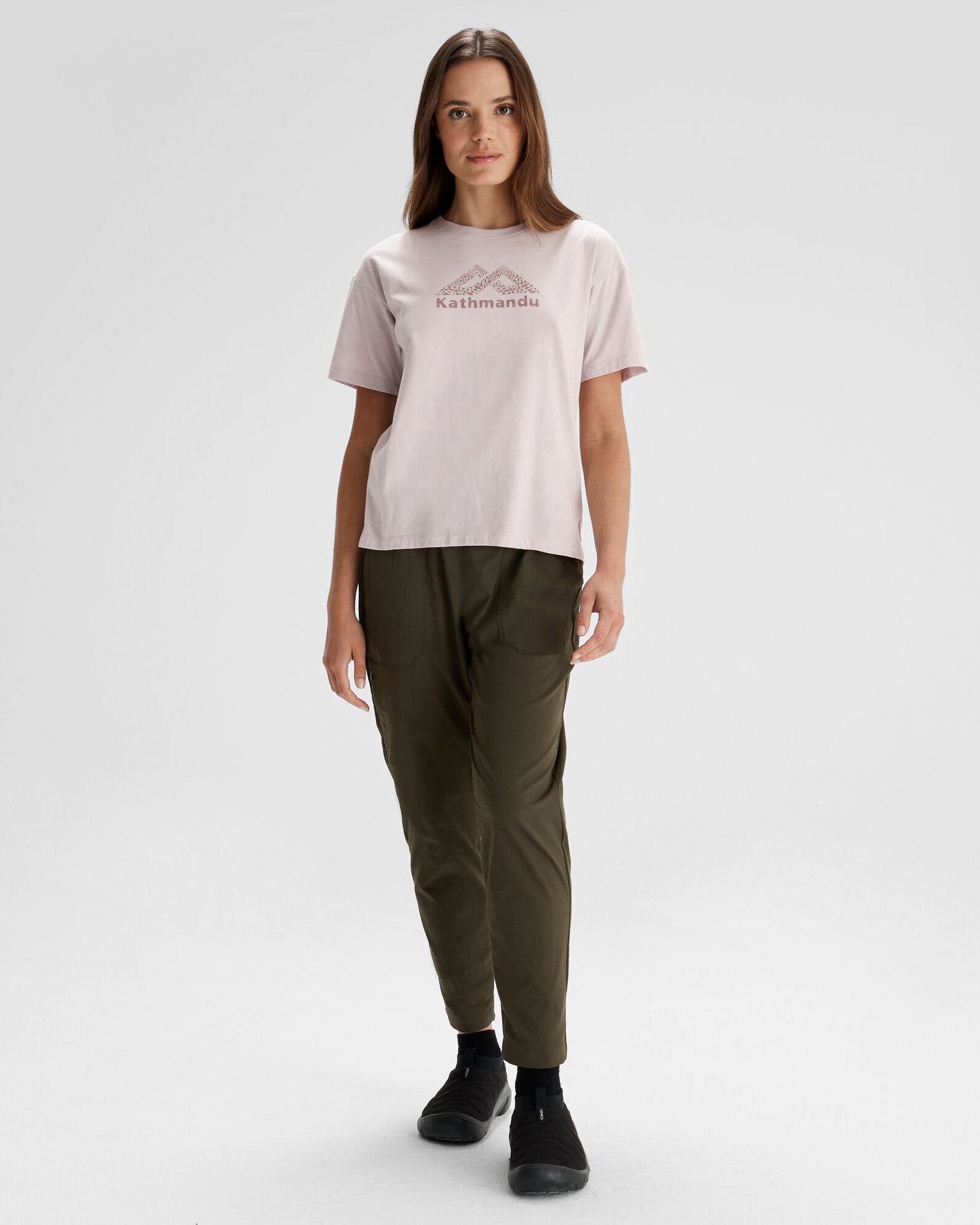 Women's Kathmandu Logo x Simon Beck Organic Cotton T-Shirt - Eco-Friendly Casual Tee for Everyday Wear, Travel & Outdoor Activities