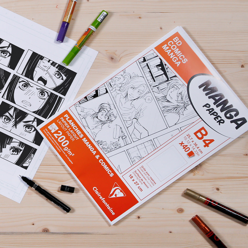 Clairefontaine Manga BD/Comic Pack B4 - 40 Sheets Premium Drawing Paper for Artists & Illustrators - Perfect for Comic Book Creation, Sketching & Professional Art Projects