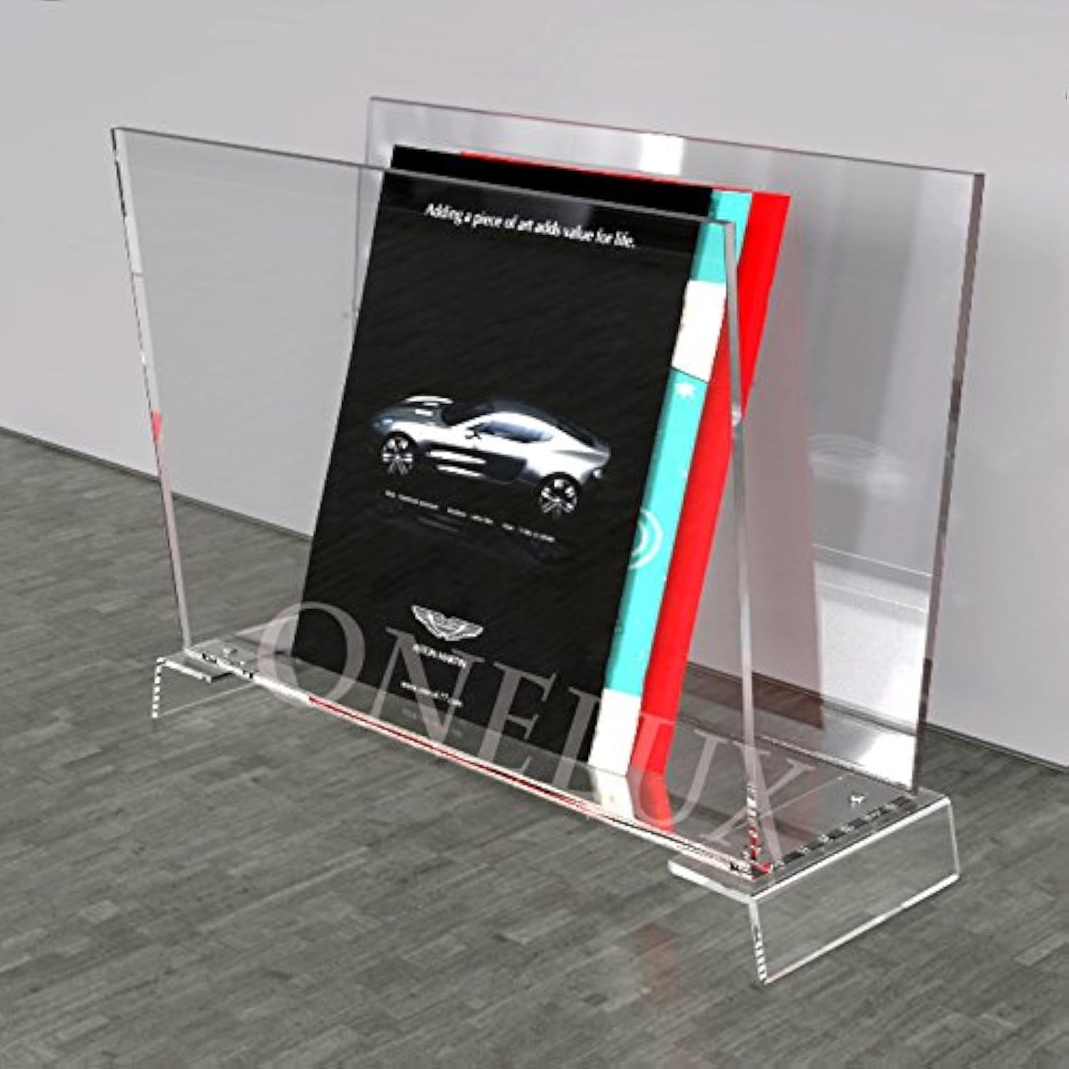 Clear Acrylic Magazine Rack - Modern Lucite Newspaper & Brochure Holder for Home Office - KD Packed - Perfect for Living Room, Bedside, Office Desk Organization