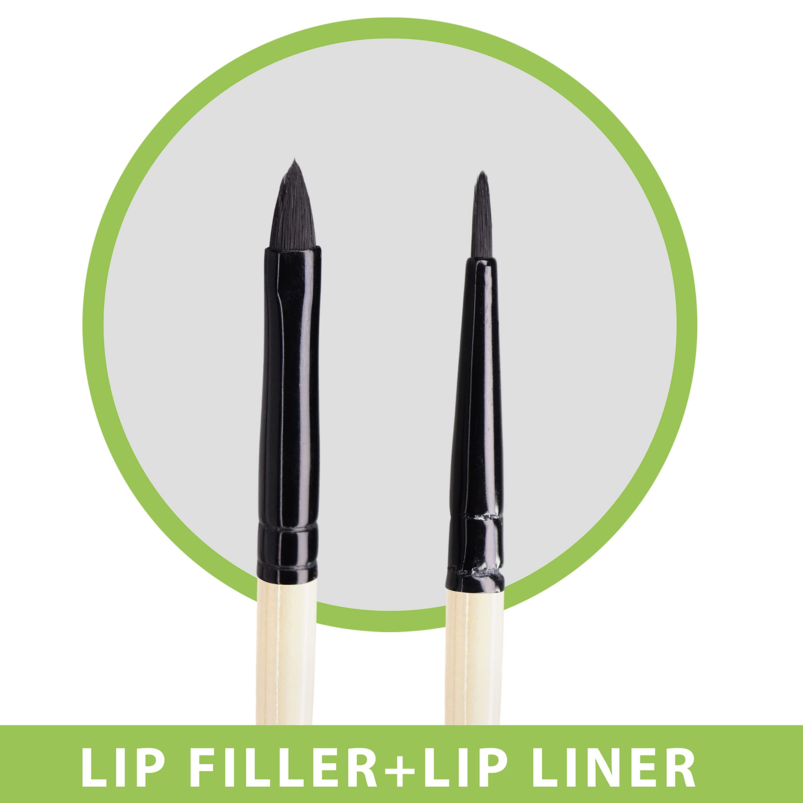 Premium 2-in-1 Wooden Lip Filler & Liner Brush with Beauty Blender - Dual Makeup Tool for Lipstick Application & Contouring - Perfect for Professional Makeup Artists & Home Beauty Kits
