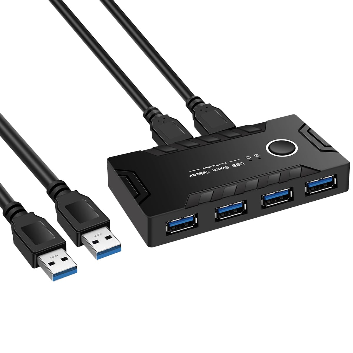 PCIVZXAM USB 3.0 KVM Switch 2 Port Input 4 Port Output - High Speed USB 3.0 Hub for Keyboard, Printer, Monitor - Perfect for Home Office, Gaming Setup & Multi-Device Workstations