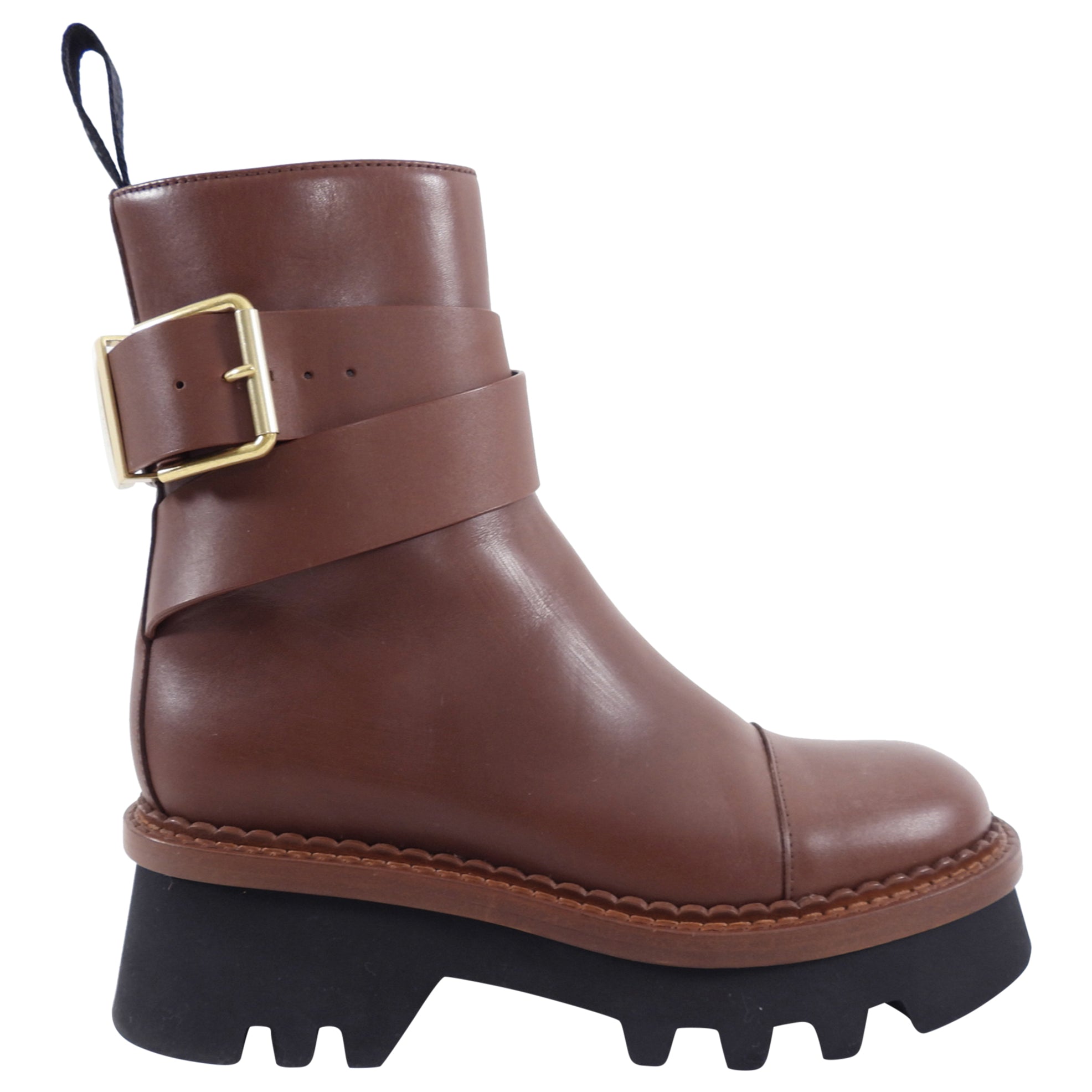 Chloe Owena Women's Brown Leather Ankle Boots Size 37 - Stylish & Comfortable for Fall/Winter Fashion, Office Wear & Casual Outings