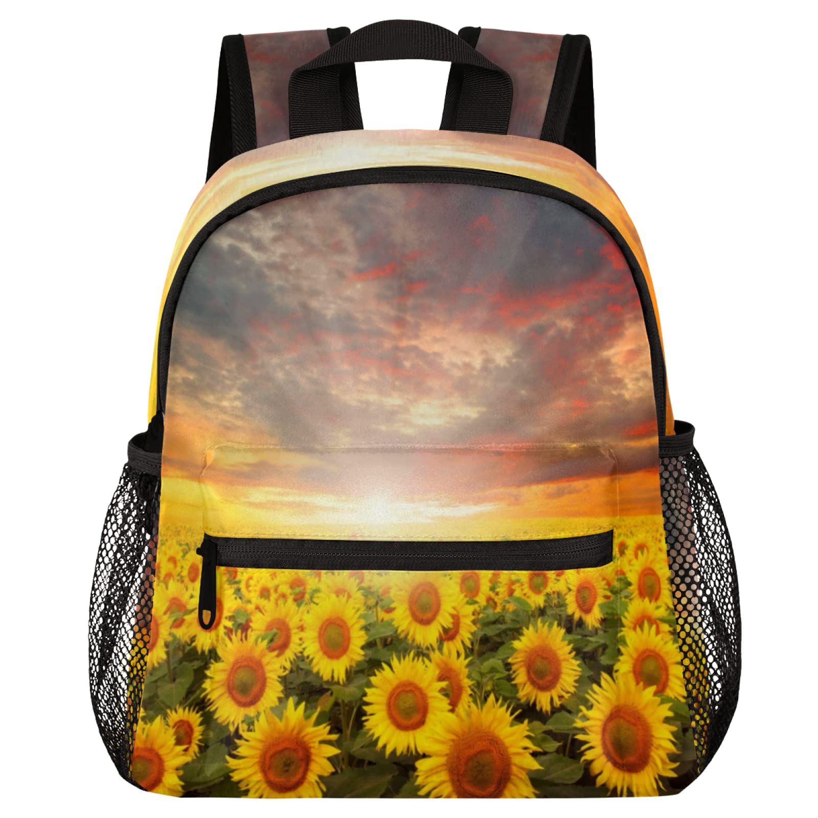 Sunflower Field Kids Backpack for Boys & Girls - Lightweight Toddler Travel Backpack with Adjustable Chest Strap - Perfect for School, Nursery, Daycare & Outdoor Adventures