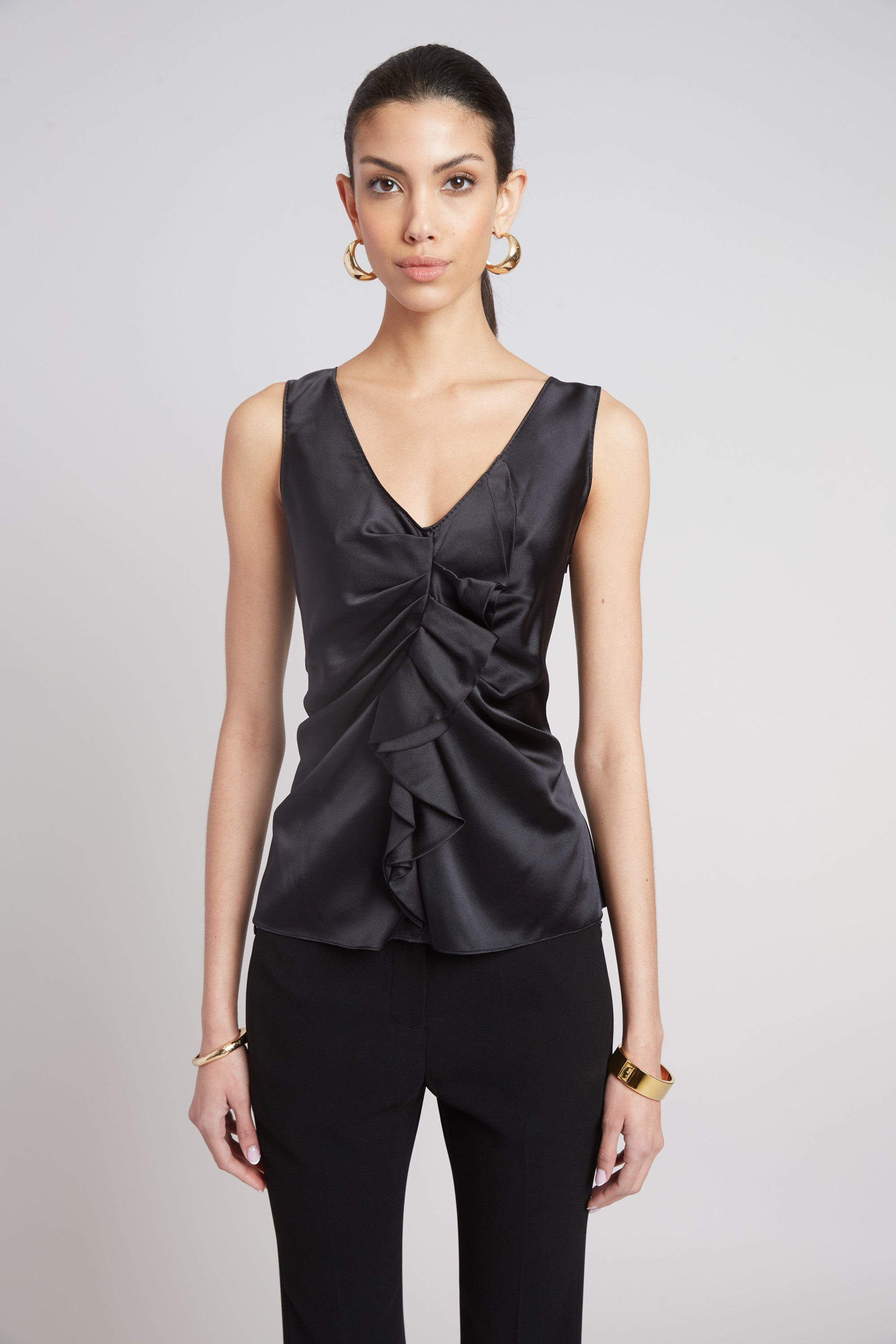 Elegant Silk Cascade Top for Women - Flowy Blouse for Casual & Evening Wear | Perfect for Parties, Dates & Office Outfits