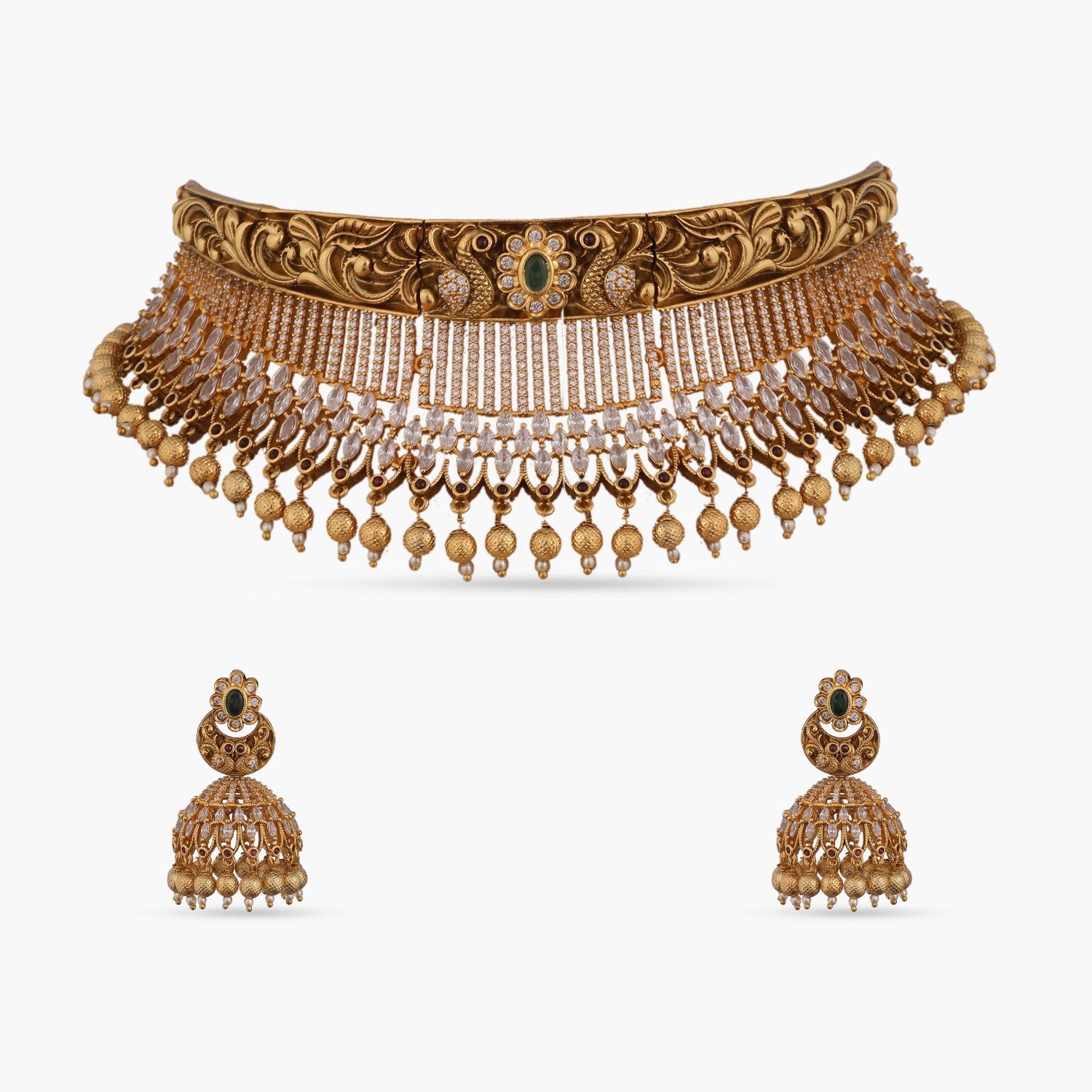 Grace Antique Choker Necklace Set - Vintage Style Jewelry for Women, Elegant Pearl & Crystal Collar Necklace - Perfect for Weddings, Parties & Special Occasions