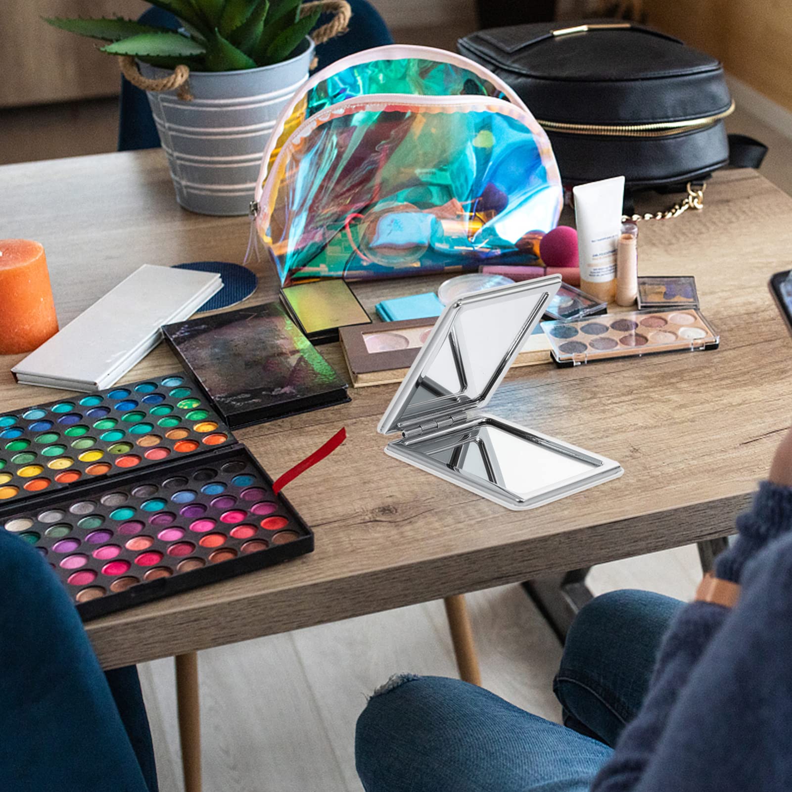 2-Pack Foldable Compact Mirror - Double-Sided Portable Makeup Mirror for Women & Girls | Perfect for Travel, Purse, Christmas Gifts & Cosmetic Touch-Ups