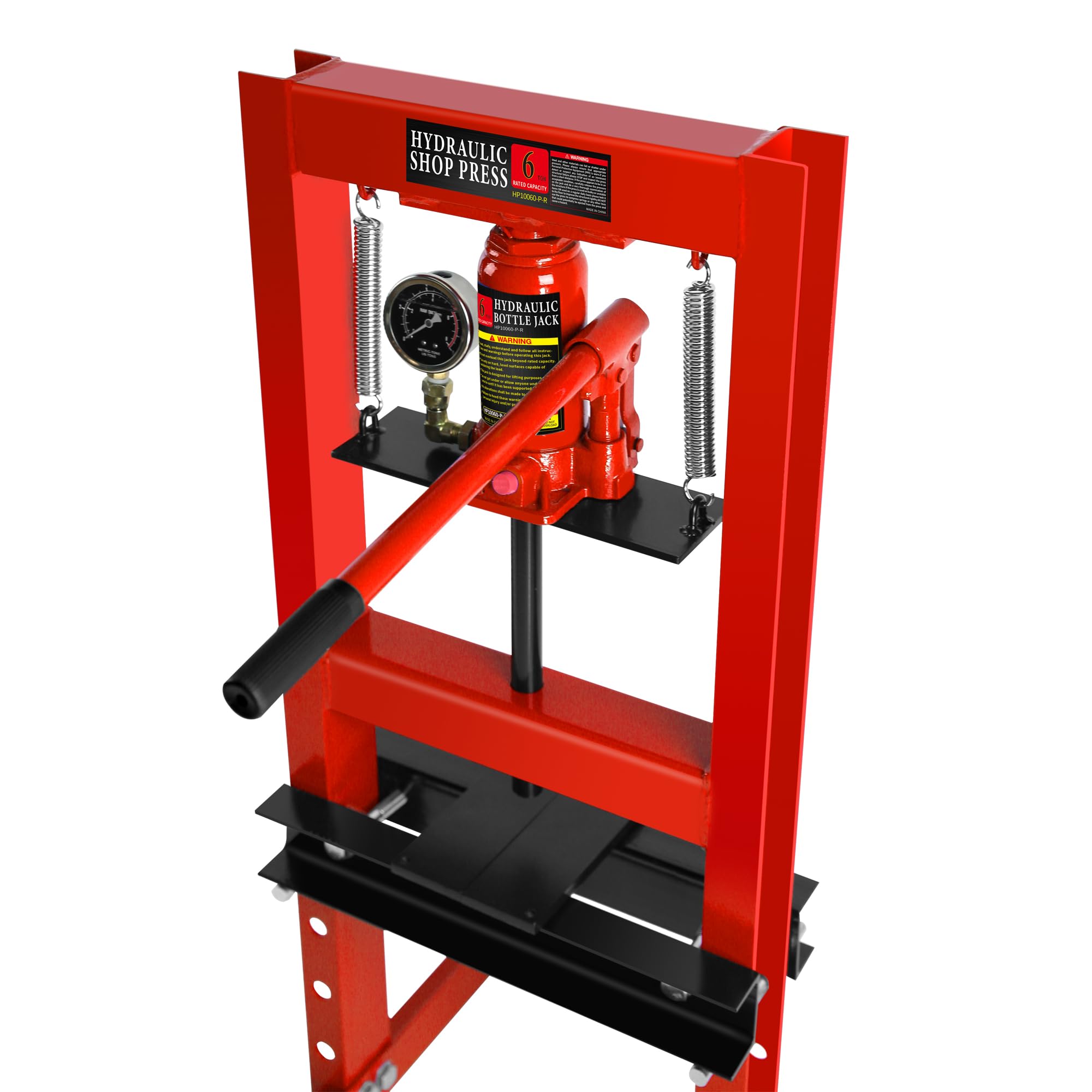 6 Ton Hydraulic Shop Press - Heavy Duty H-Frame Garage Floor Press with Pressure Gauge, Adjustable Work Table & Press Plates - Ideal for Bearing Removal, Gear Repair, Metalworking & Automotive Maintenance