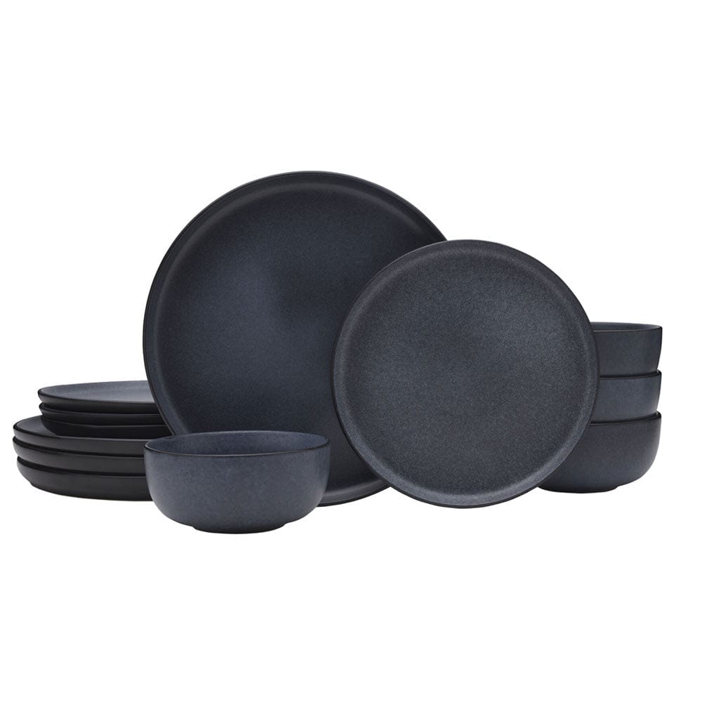Mayer 12-Piece Dinnerware Set - Porcelain Plates, Bowls & Mugs for 4 People - Elegant Dinnerware for Family Meals, Dinner Parties & Holiday Gatherings