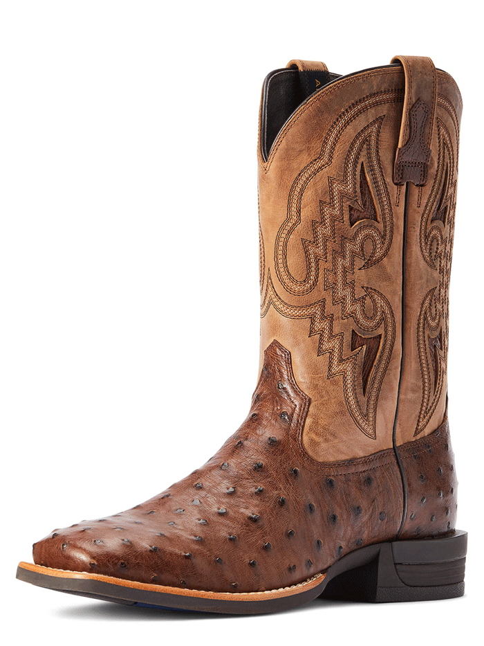Ariat Men's Dagger Full Quill Ostrich Western Boots - Dark Tobacco Tan Leather Cowboy Boots for Riding, Country Fashion & Outdoor Events