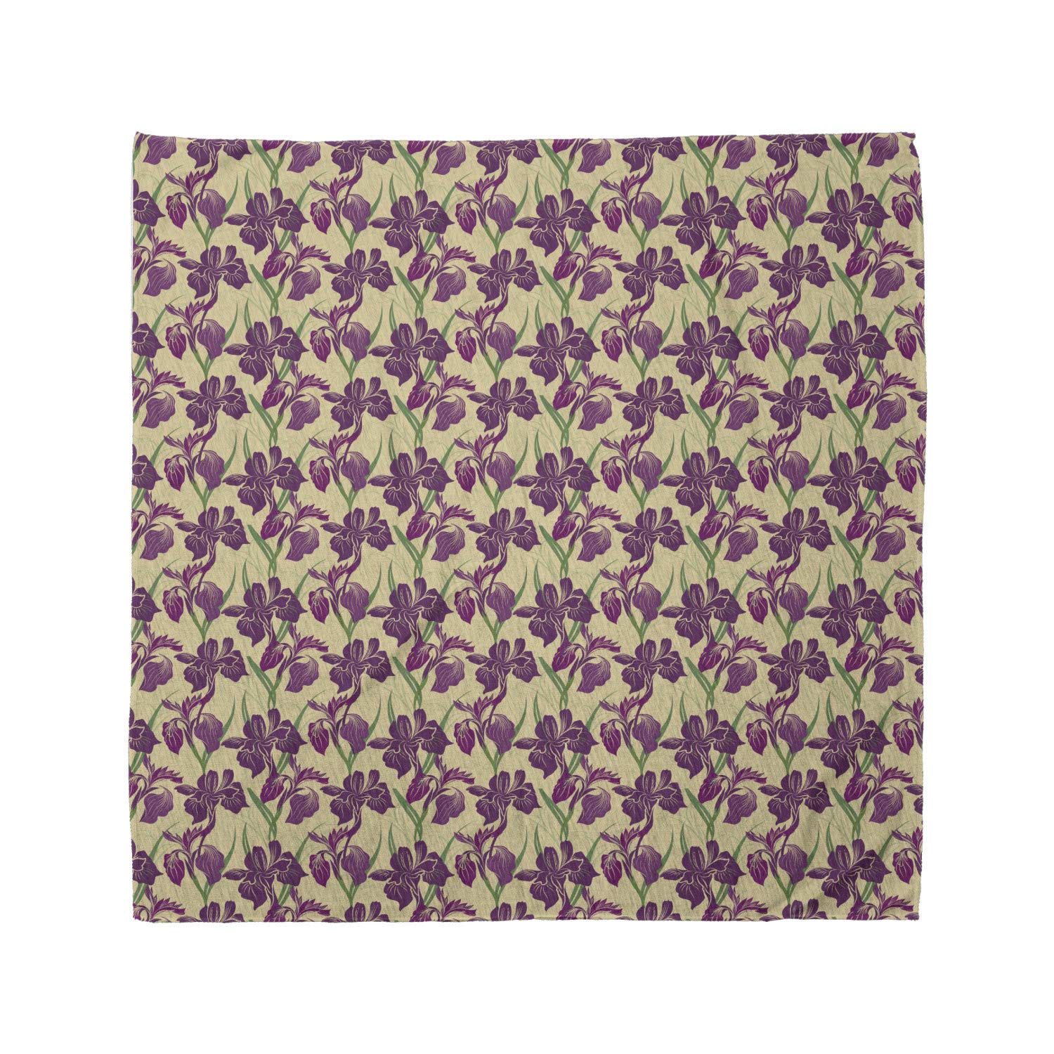 Ambesonne Floral Bandana for Men & Women - Violet Iris Flower Design, Unisex Head Scarf & Neck Tie - Perfect for Outdoor Activities, Music Festivals & Fashion Accessories