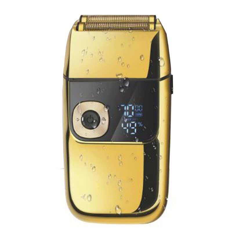 Premium Men's Electric Razor - 3-Speed Barber-Grade Shaver with Metal Housing for Beard, Stubble & Bald Head - Wet/Dry Use - Gold Finish | Perfect for Travel, Home & Professional Grooming
