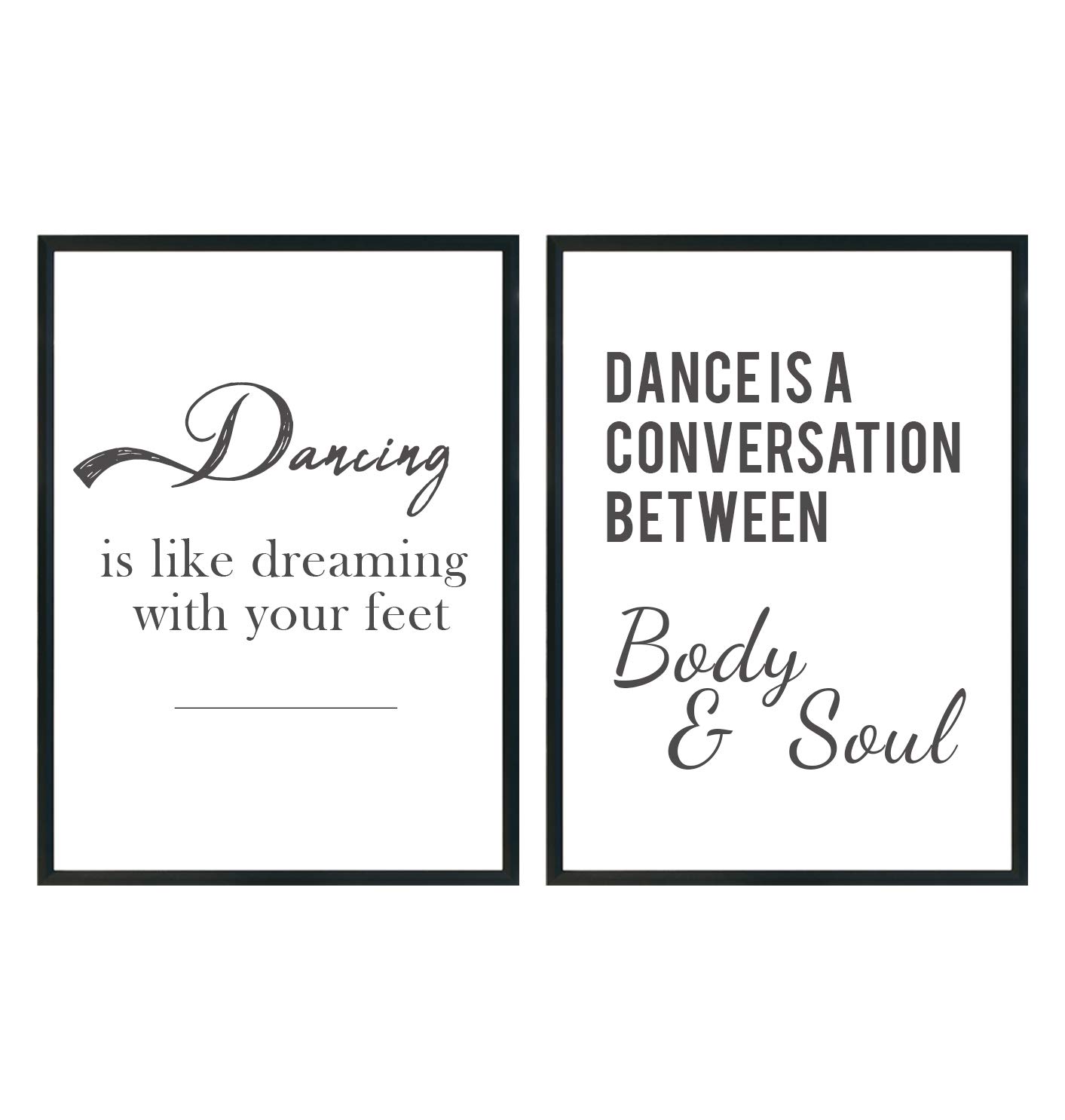 Dance Studio Wall Art Decal Set of 2 | Inspirational Quotes & Photos | A3 16.5