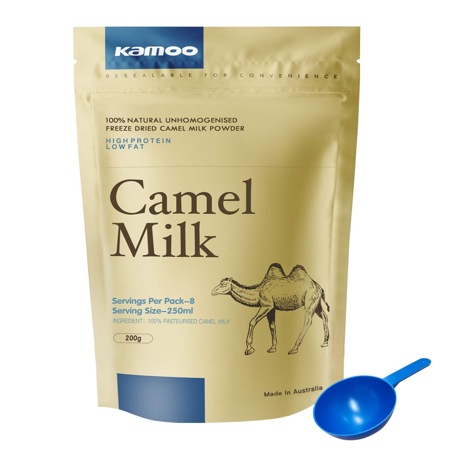 KAMOO 100% Natural Freeze Dried Camel Milk Powder 200g - Unhomogenized, Imported from Australia | Perfect for Smoothies, Baking & Immune Support