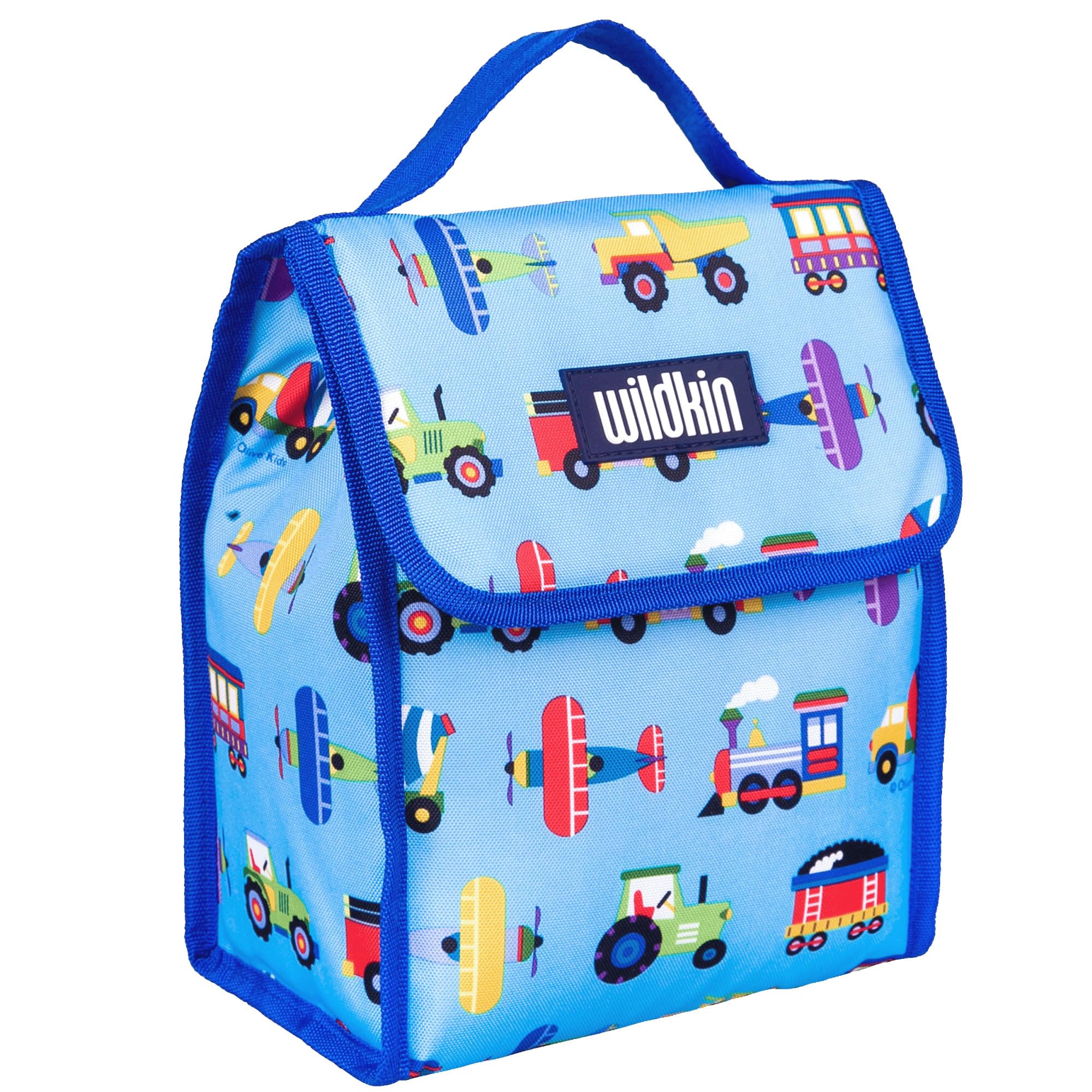 Wildkin Kids Insulated Lunch Bag – Reusable Thermal Lunch Box for School, Travel & Picnics – Keeps Food Hot/Cold – Trains, Planes & Trucks Design – Perfect for School Lunches, Road Trips & Outdoor Adventures