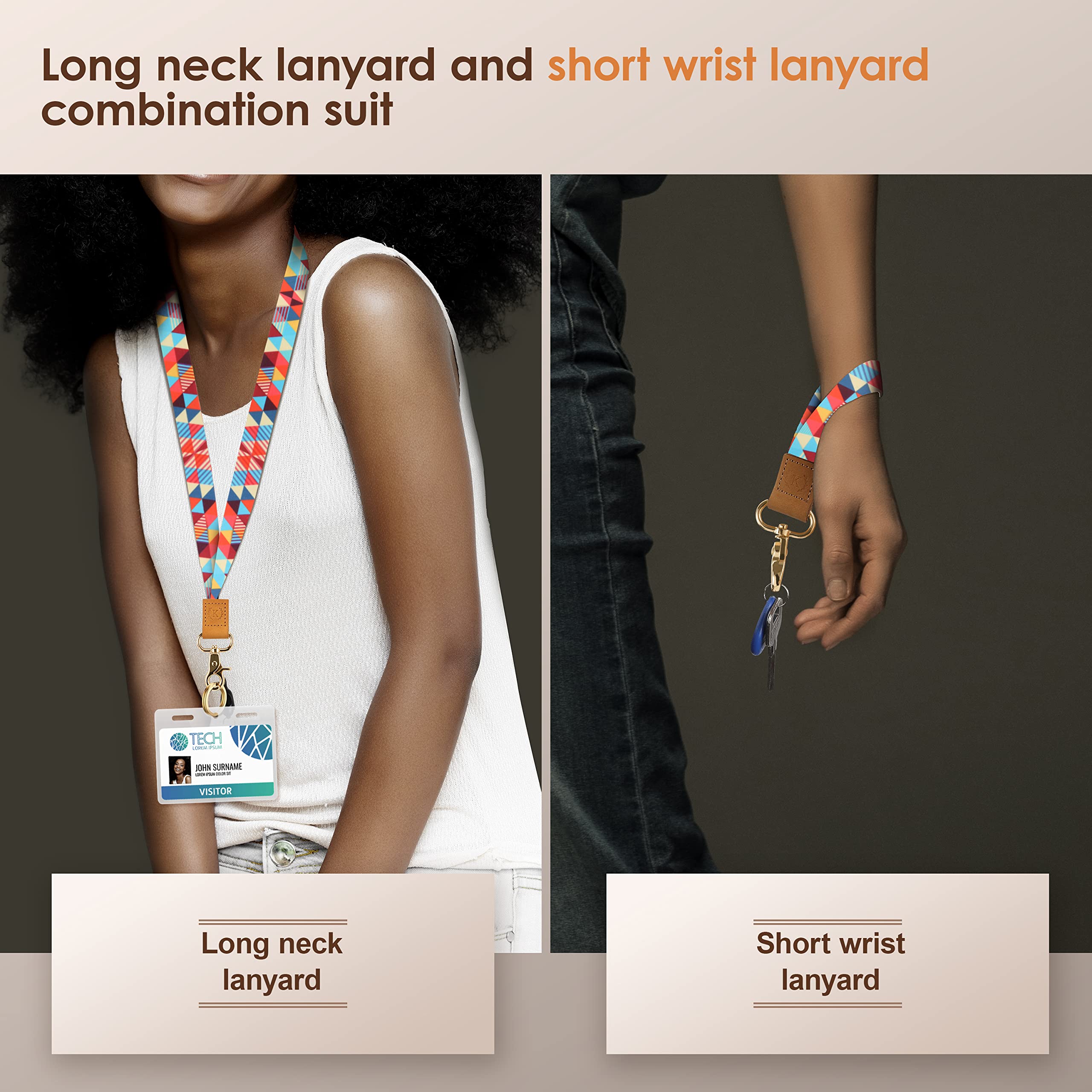 Stylish Lanyard for Keys & ID Badges - Soft Durable Polyester - for Work, Travel, Events