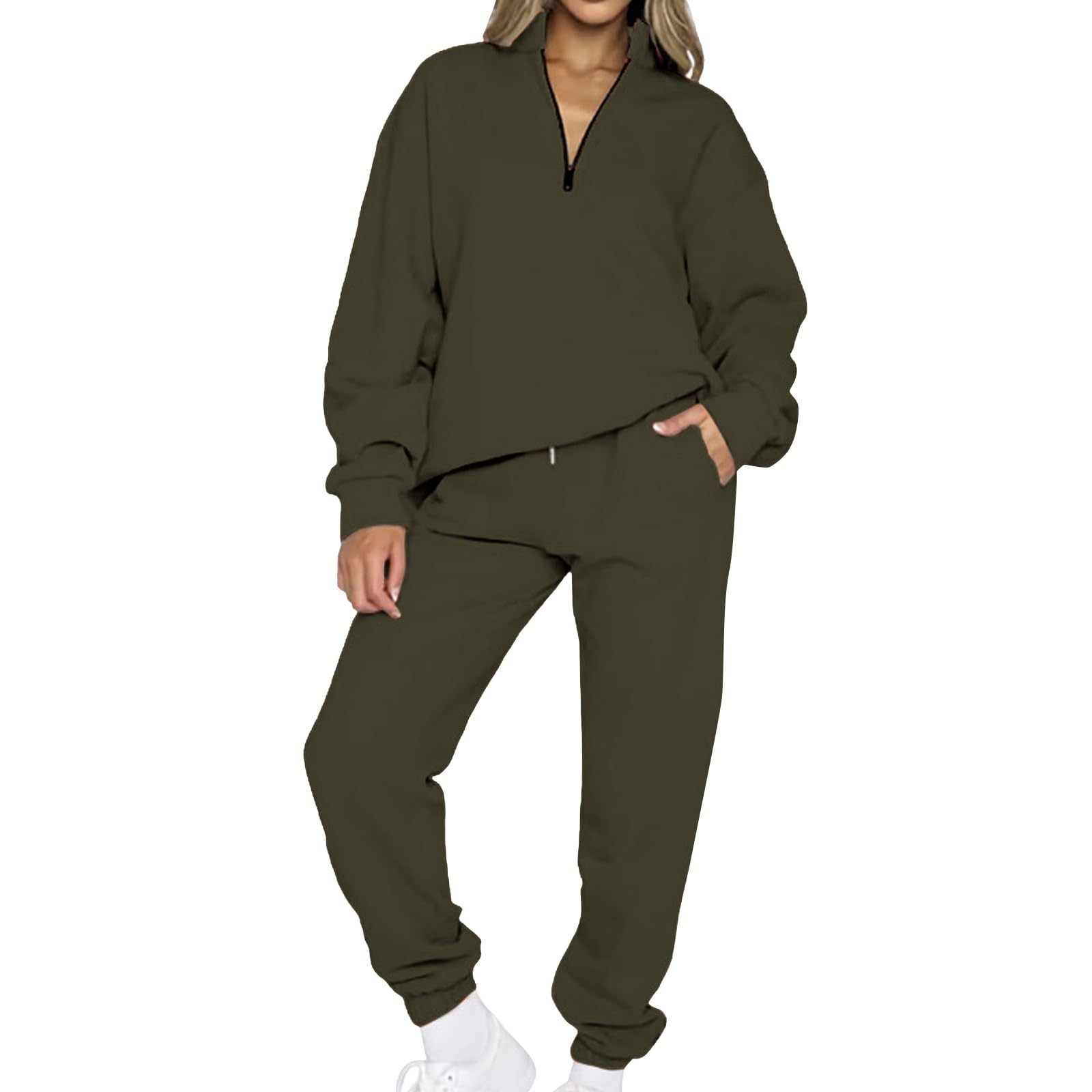 VREWARE Women's Fleece Sweatsuit Set - Cozy Lounge Wear for Home & Outings