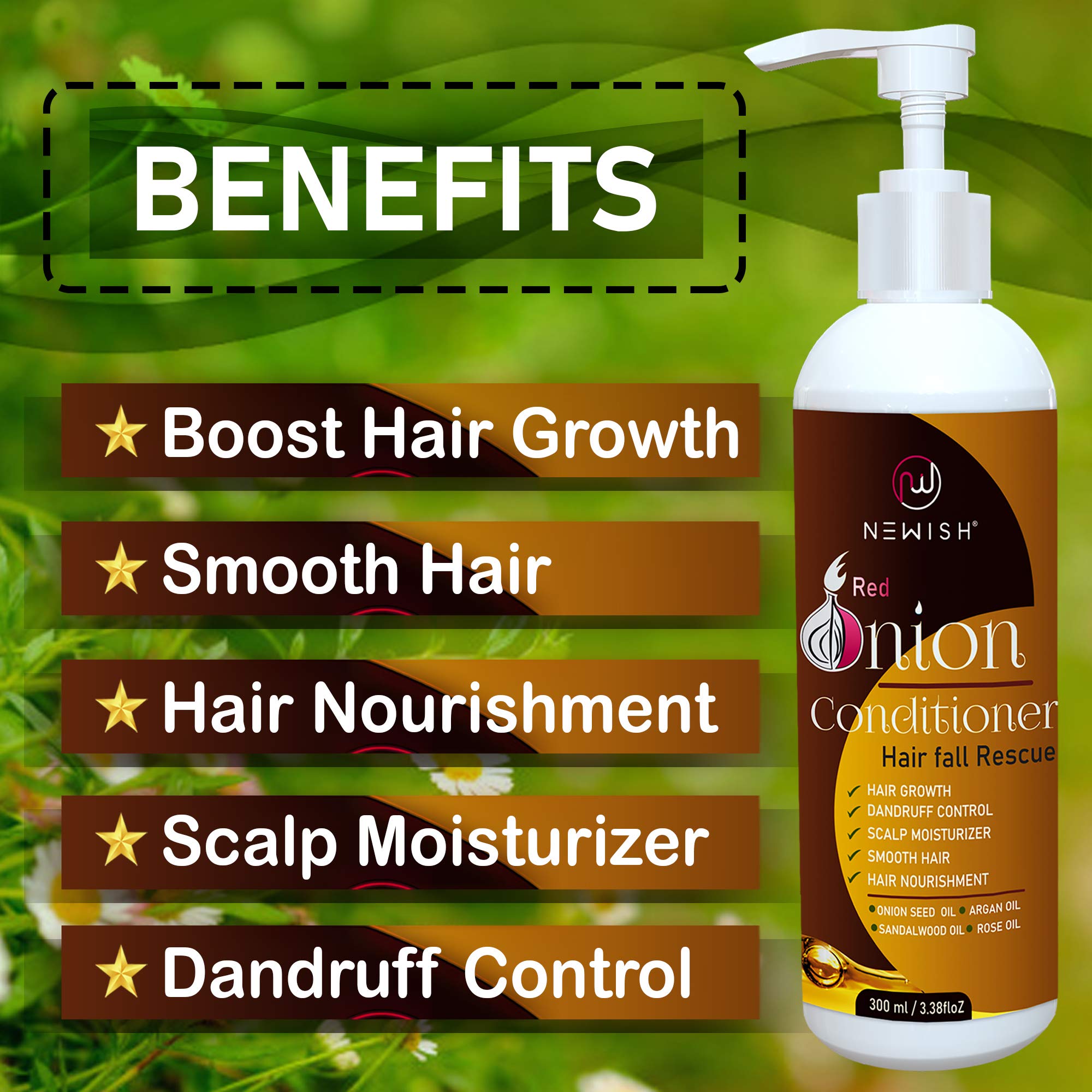 Natural Onion Hair Conditioner for Hair Growth & Scalp Care - 300ml for Women & Men | Promotes Thicker, Stronger Hair | Perfect for Daily Use & Damaged Hair Repair