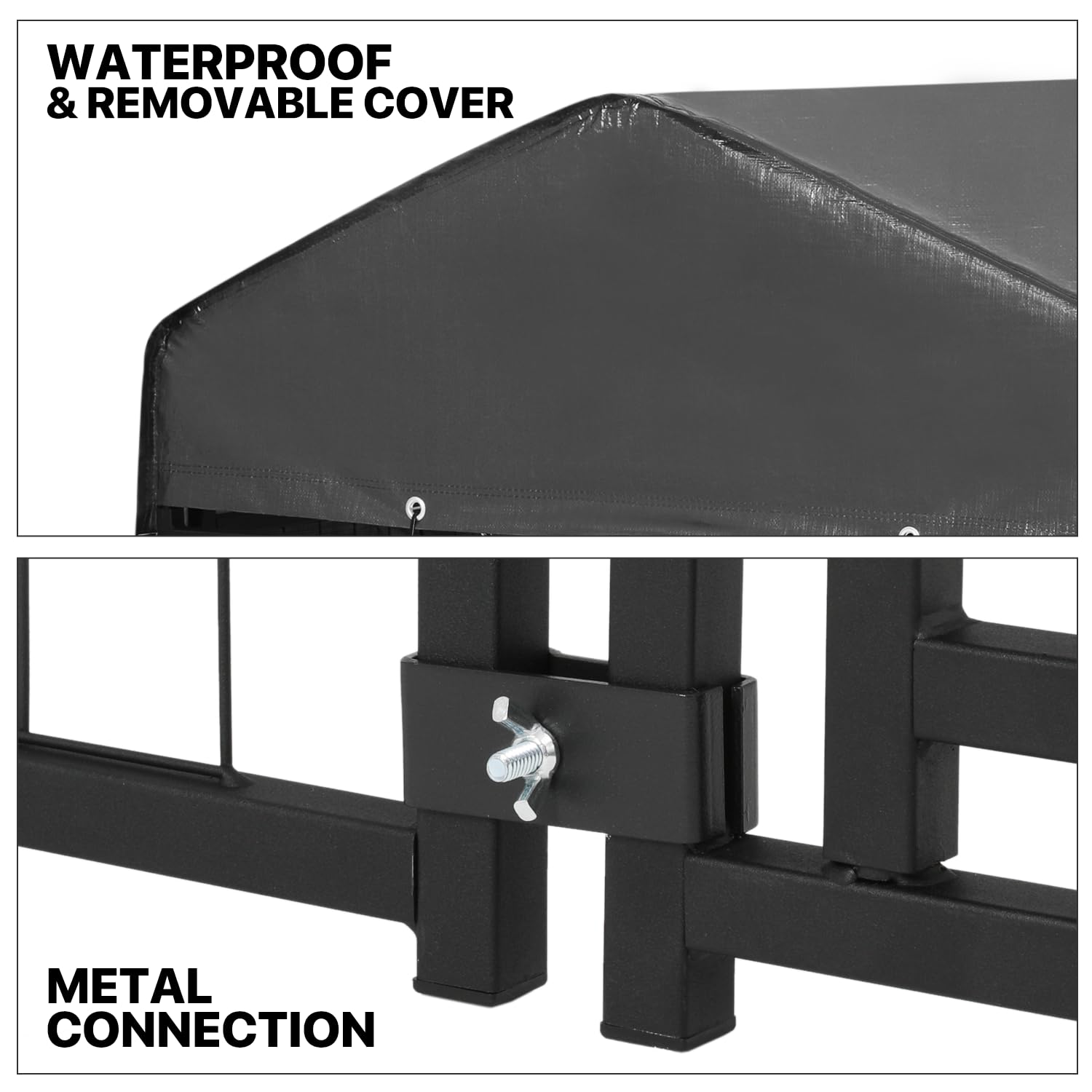 Magshion 4x4 ft Lockable Outdoor Dog Kennel & Playpen - Waterproof Cover for Small/Medium Dogs, Rabbits - Durable Wire Pet Enclosure for Backyard, Travel & Home Use (4 x 4-1/4 x 4-2/3 ft)