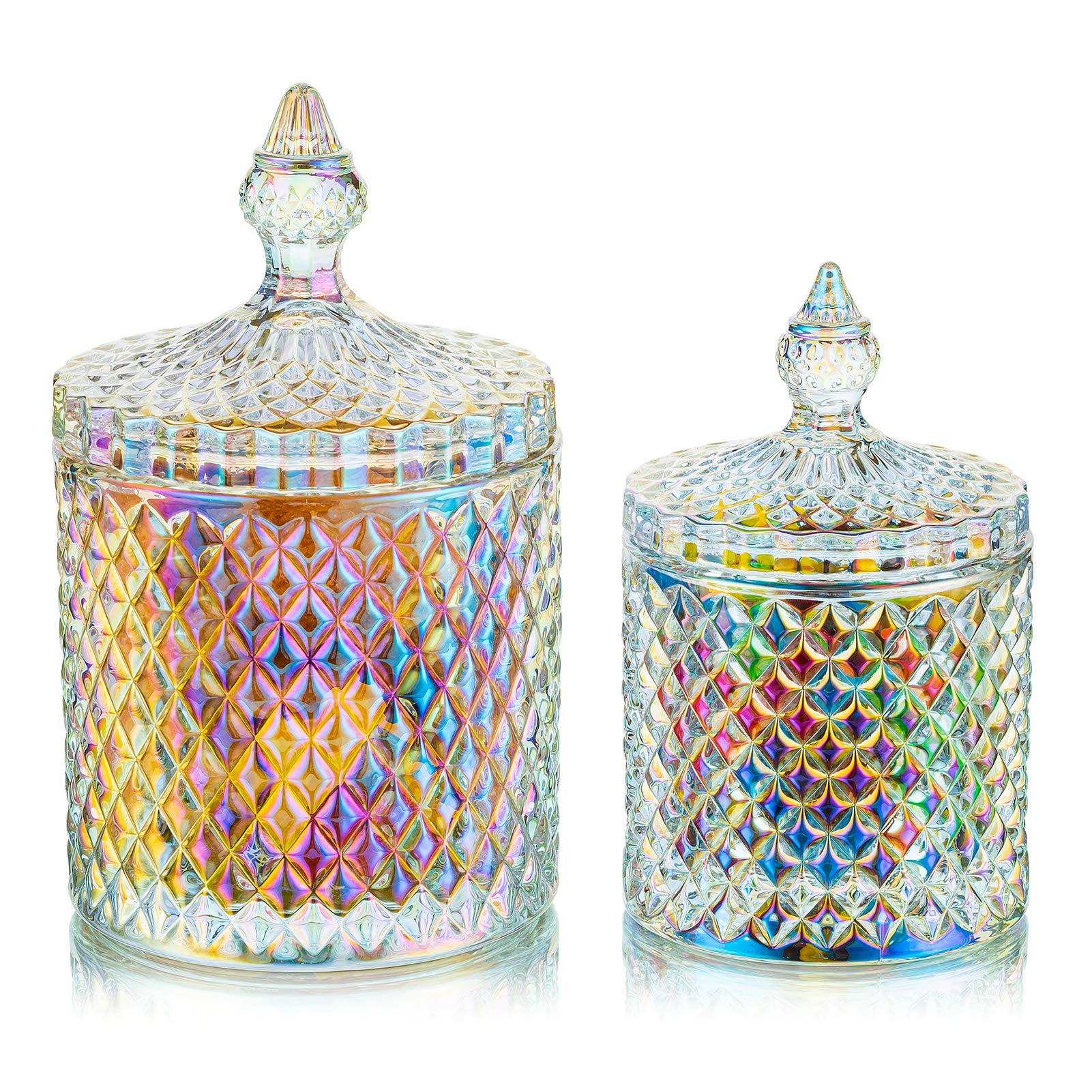 Glass Candy Jars with Lids - Colorful Cookie Containers for Candy Buffet, Party & Wedding Decor - Small & Large Sizes - Perfect for Dessert Displays, Kitchen Storage & Home Decoration