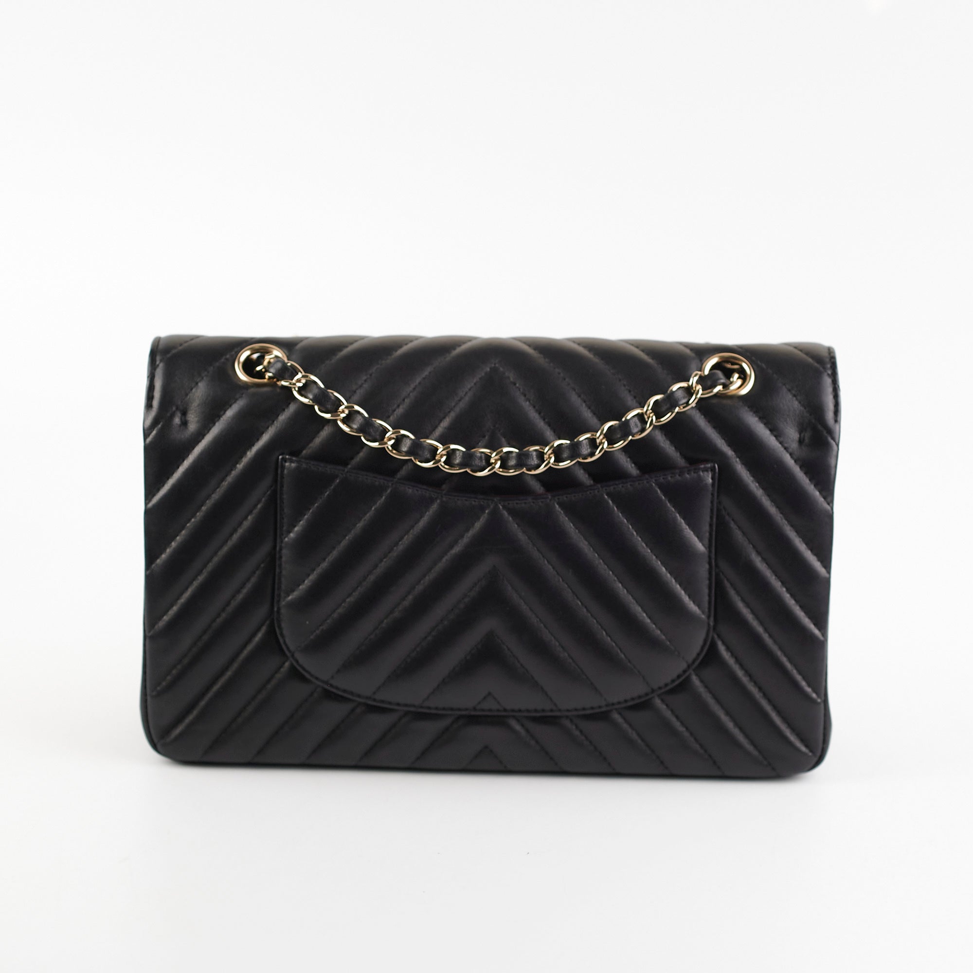 Chanel Medium/Large Chevron Classic Flap Bag in Black | Luxury Designer Handbag for Women | Perfect for Evening Events, Parties & Special Occasions