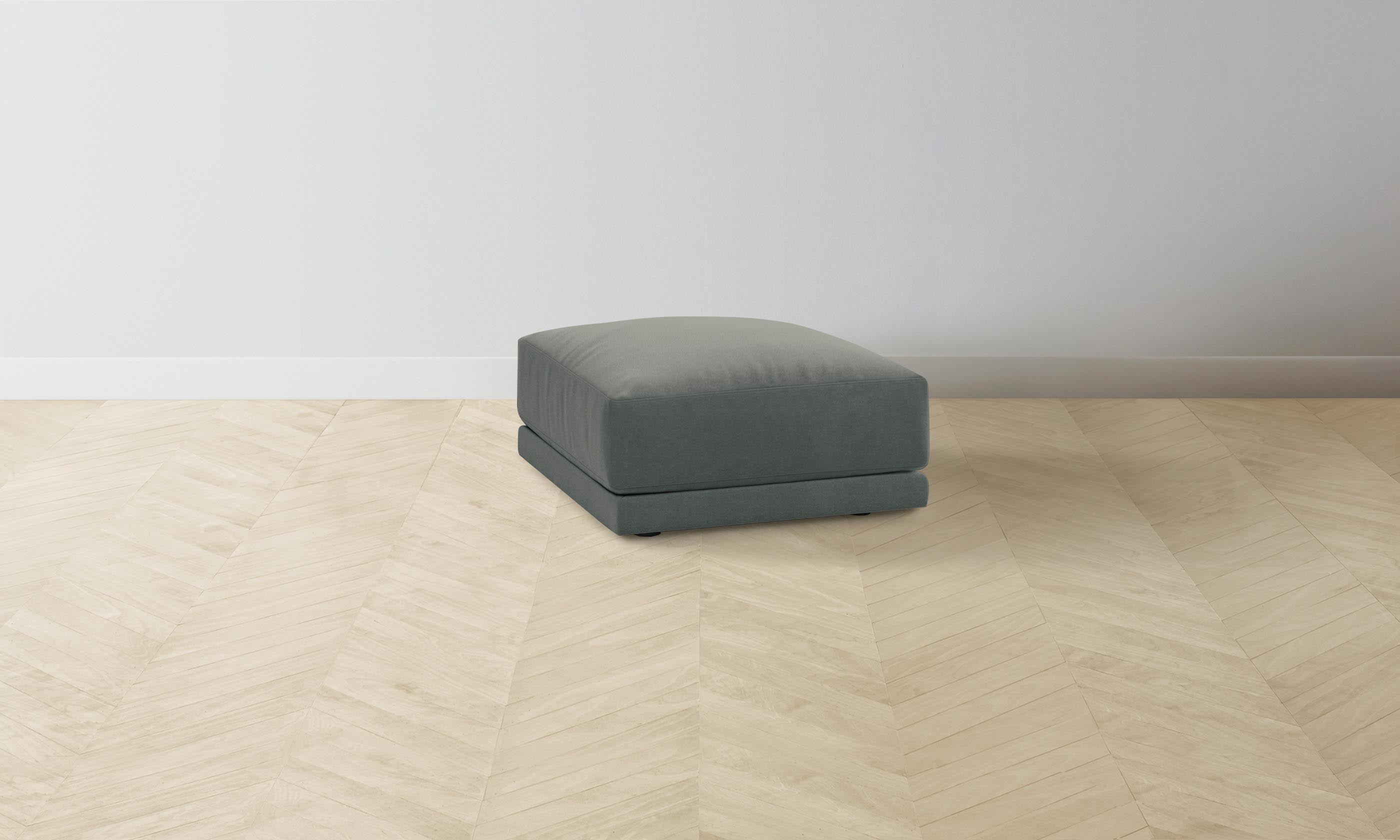 The Jones Ottoman - Luxurious Mohair Fog Upholstered Footstool for Living Room & Bedroom - Perfect for Relaxing, Reading & Decor